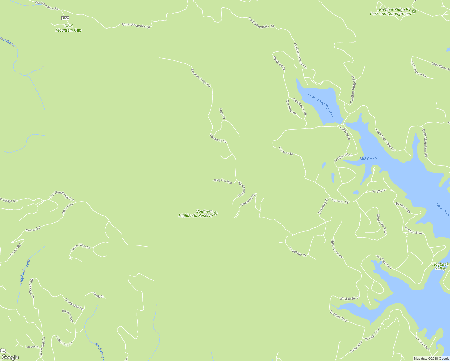 map of restaurants, bars, coffee shops, grocery stores, and more near Grey Fox Run in Lake Toxaway