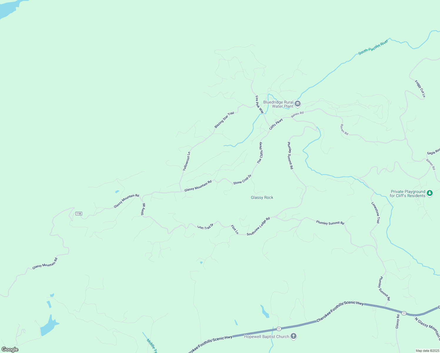 map of restaurants, bars, coffee shops, grocery stores, and more near 9 Touch Me not Trail in Landrum