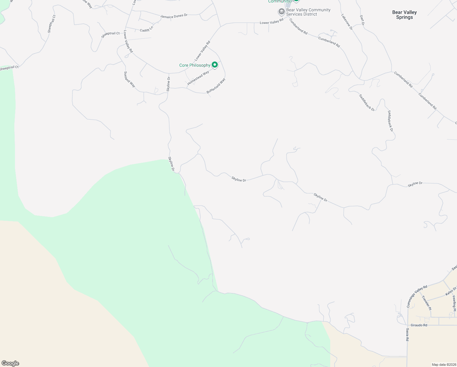 map of restaurants, bars, coffee shops, grocery stores, and more near 29400 Skyline Drive in Tehachapi