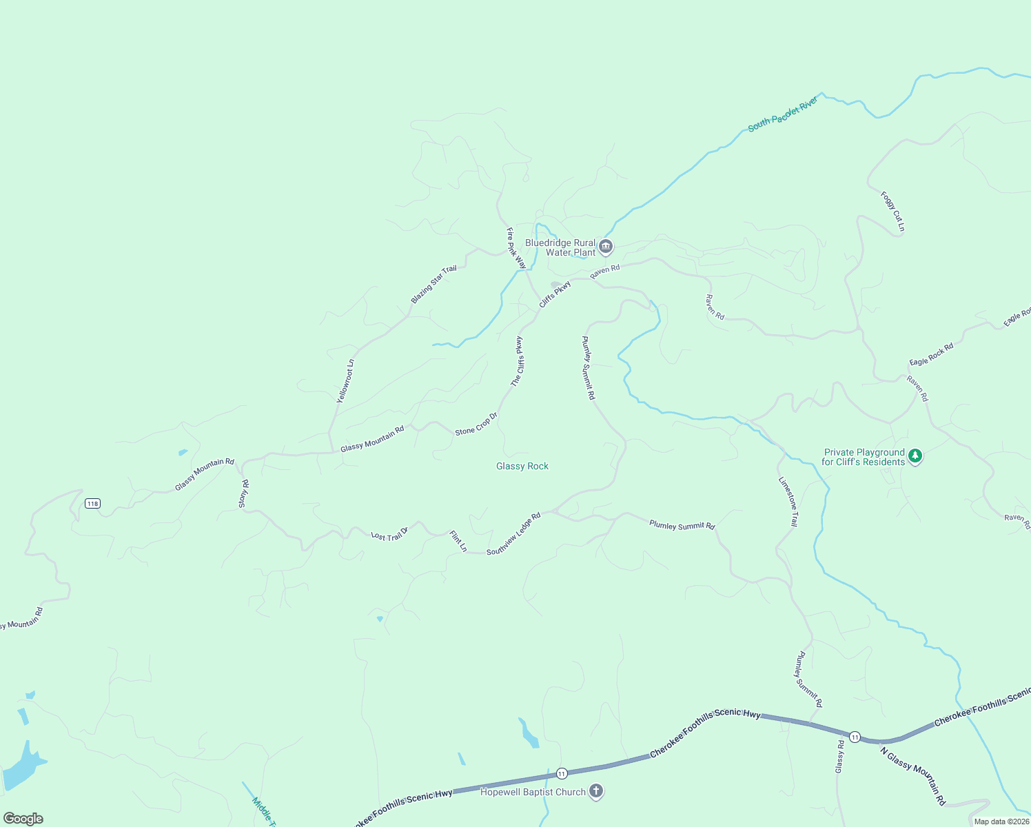 map of restaurants, bars, coffee shops, grocery stores, and more near 91 The Cliffs Parkway in Landrum