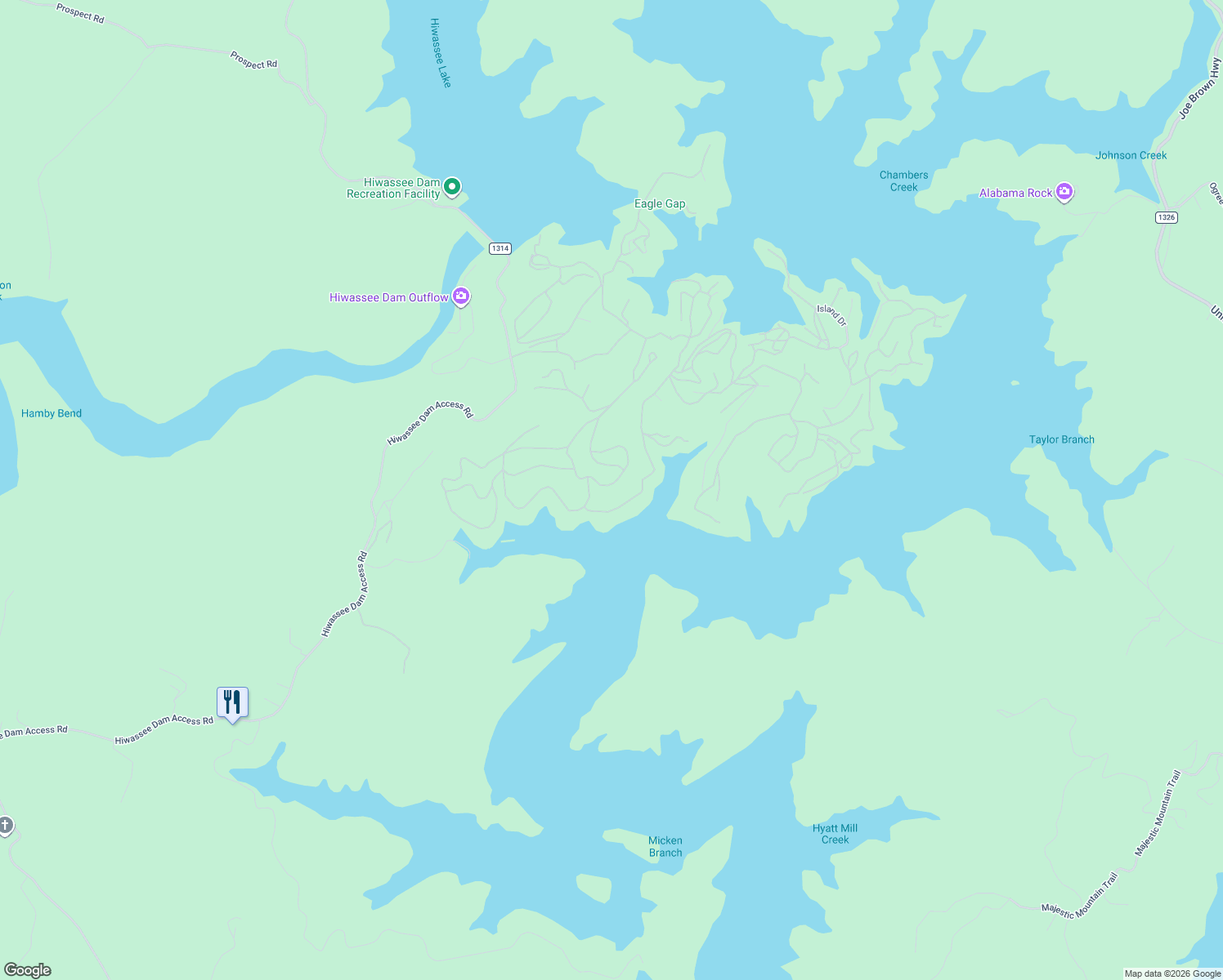 map of restaurants, bars, coffee shops, grocery stores, and more near 249 Whispering Pine Trail in Murphy