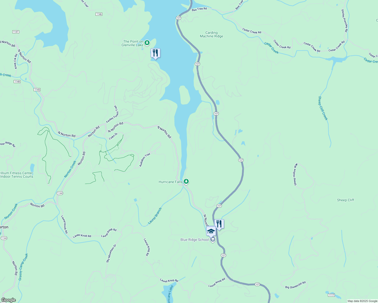map of restaurants, bars, coffee shops, grocery stores, and more near 19 Glenville School Road in Glenville