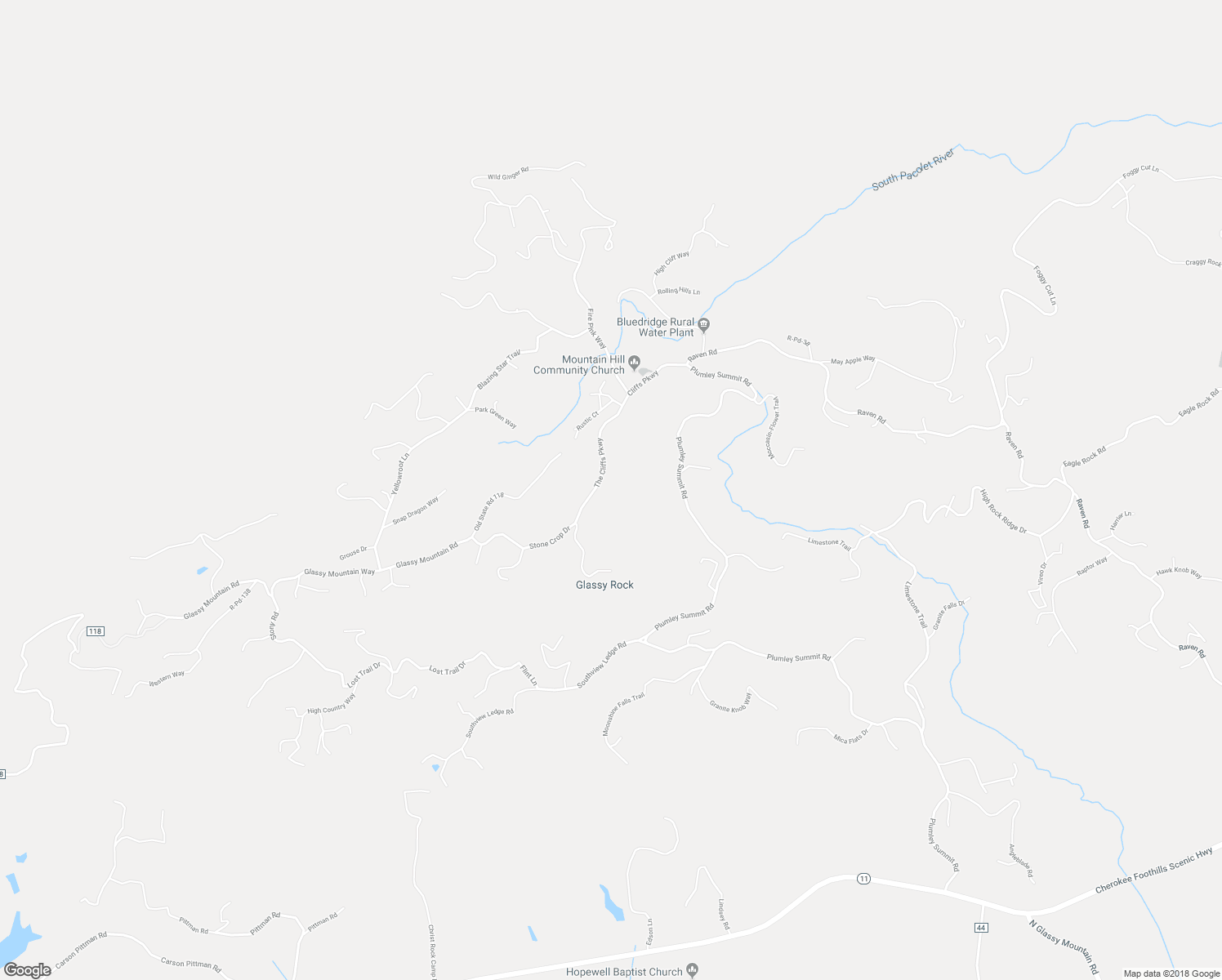 map of restaurants, bars, coffee shops, grocery stores, and more near 79 The Cliffs Parkway in Landrum