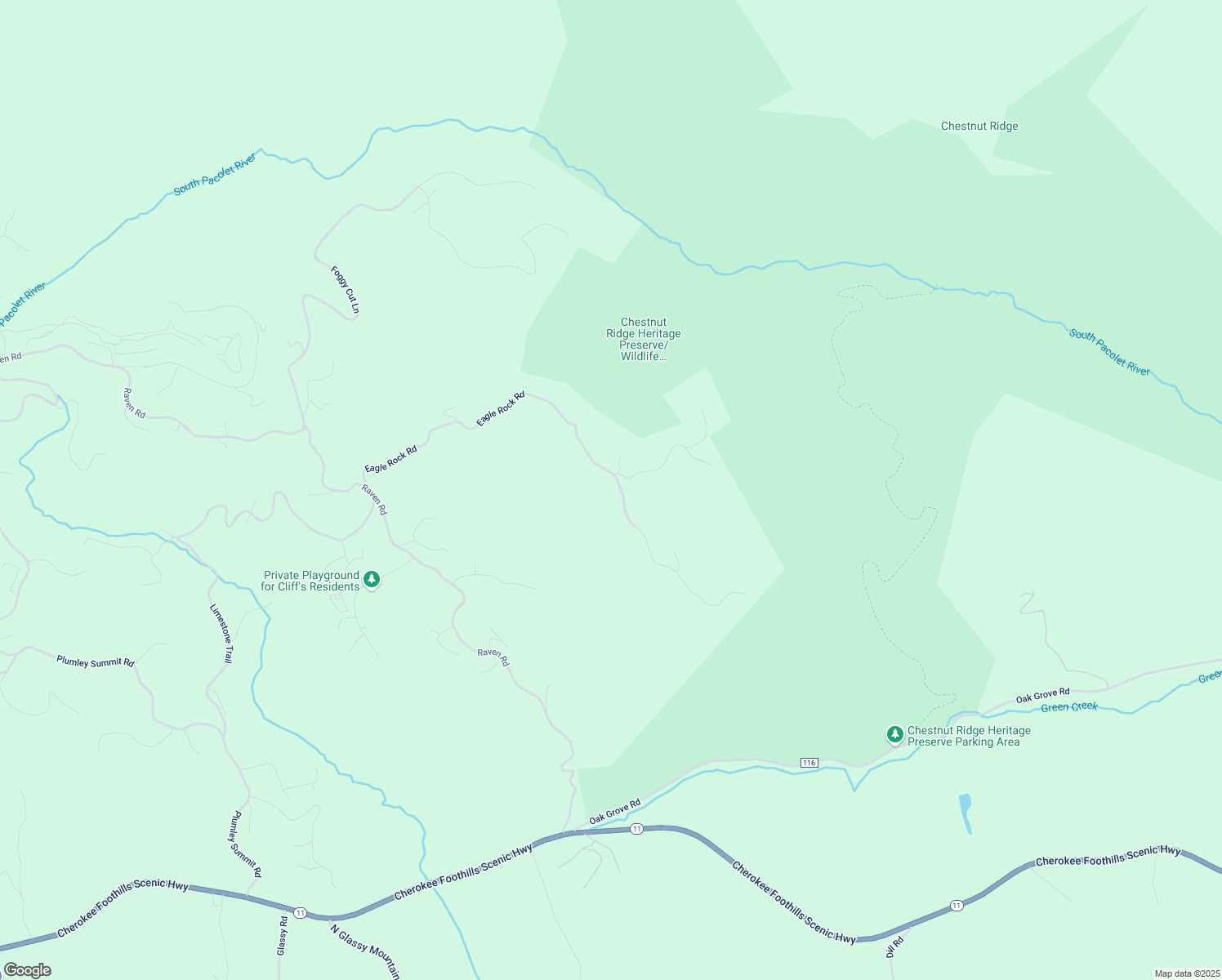 map of restaurants, bars, coffee shops, grocery stores, and more near 100 Eagle Rock Road in Landrum