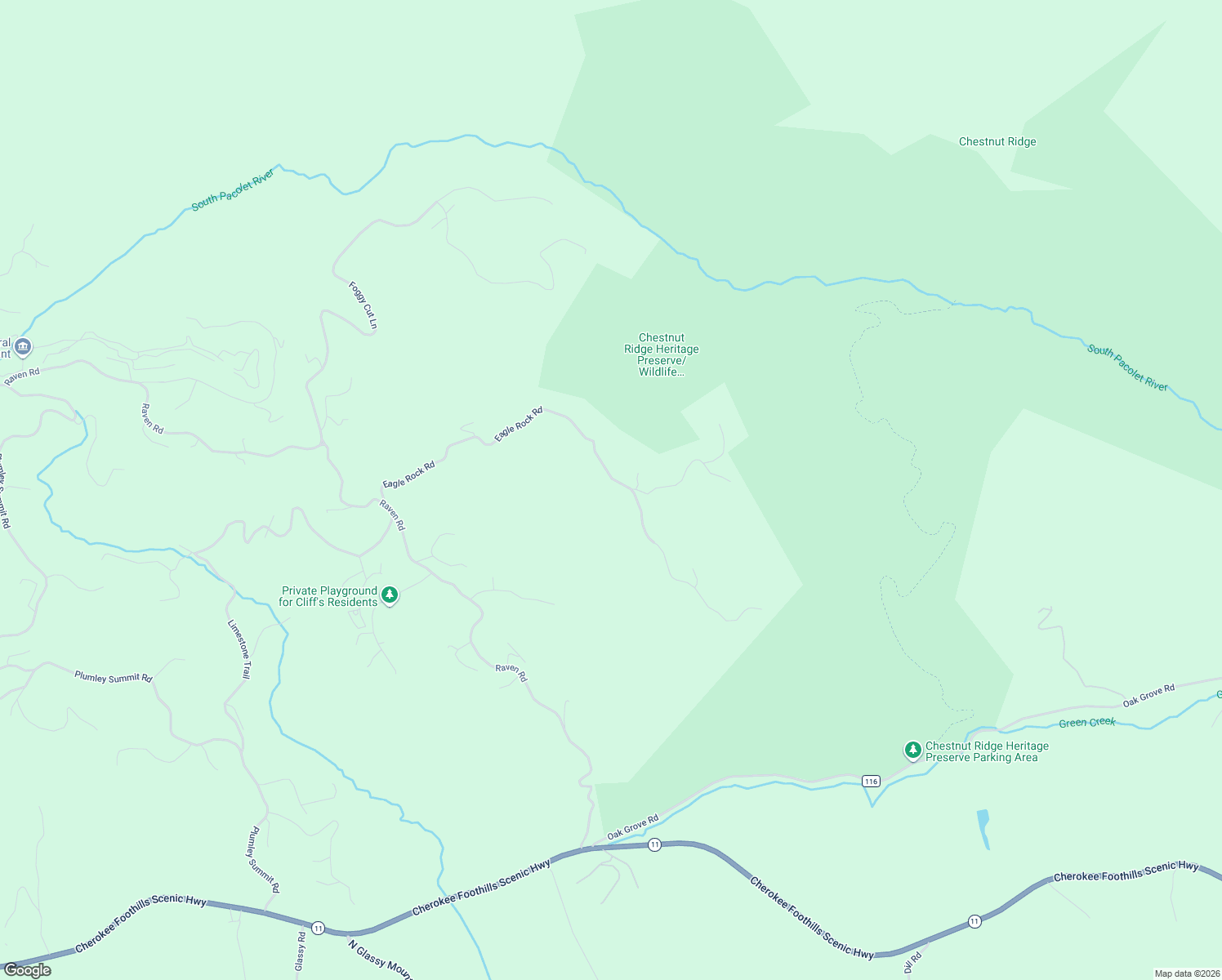 map of restaurants, bars, coffee shops, grocery stores, and more near 94 Eagle Rock Road in Landrum