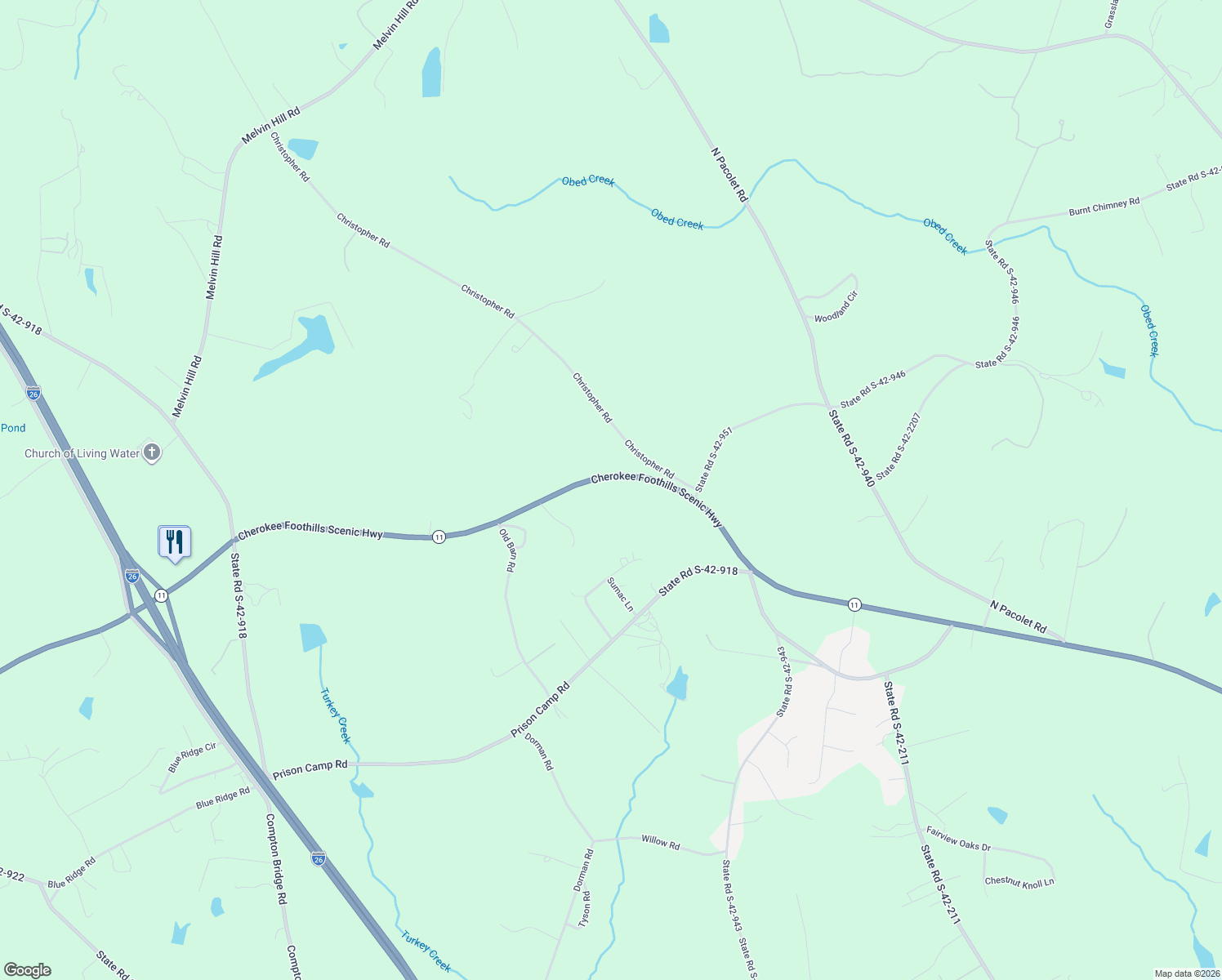 map of restaurants, bars, coffee shops, grocery stores, and more near 8025 South Carolina 11 in Campobello