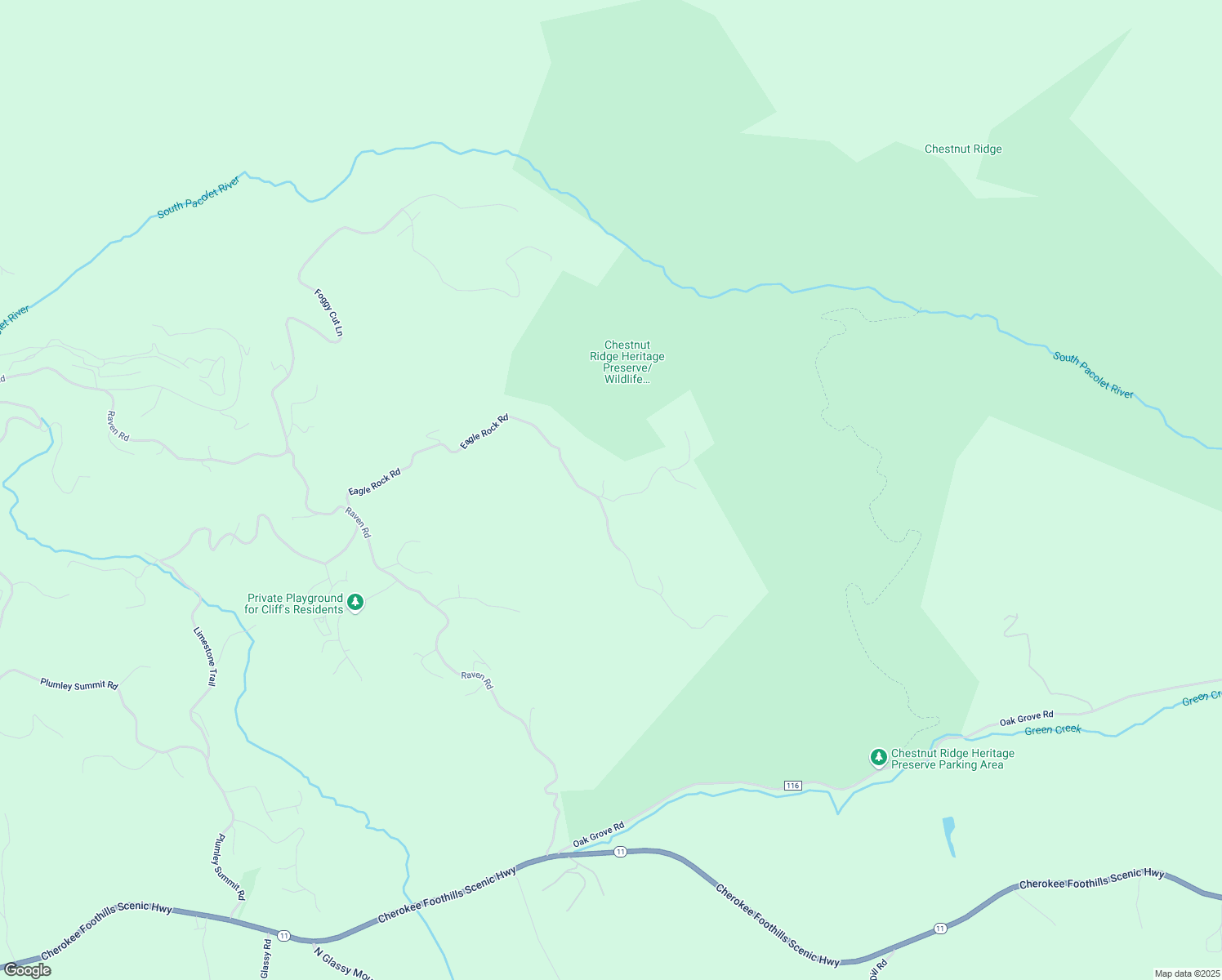 map of restaurants, bars, coffee shops, grocery stores, and more near 100 Eagle Rock Road in Landrum