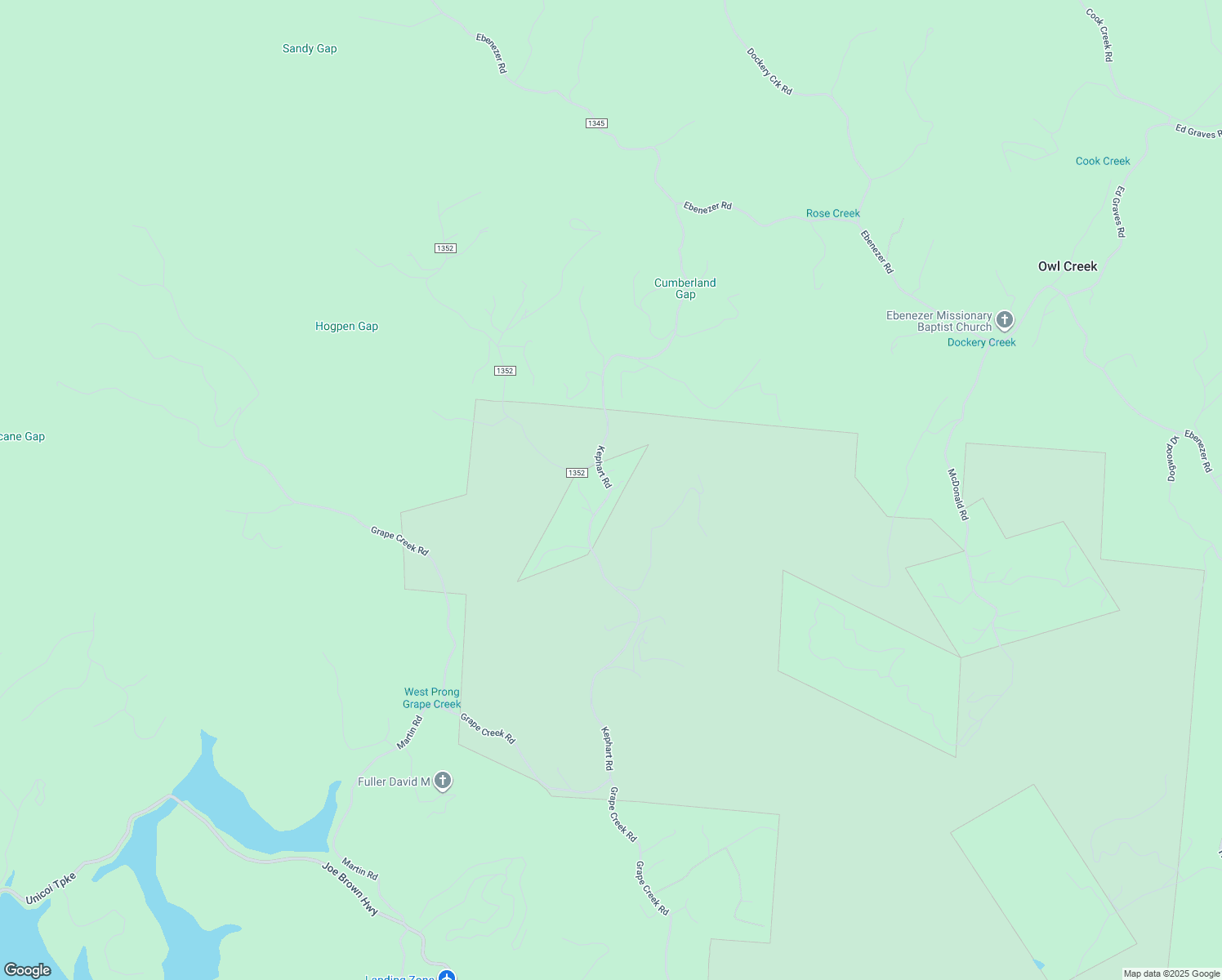 map of restaurants, bars, coffee shops, grocery stores, and more near State Road 1351 in Cherokee County