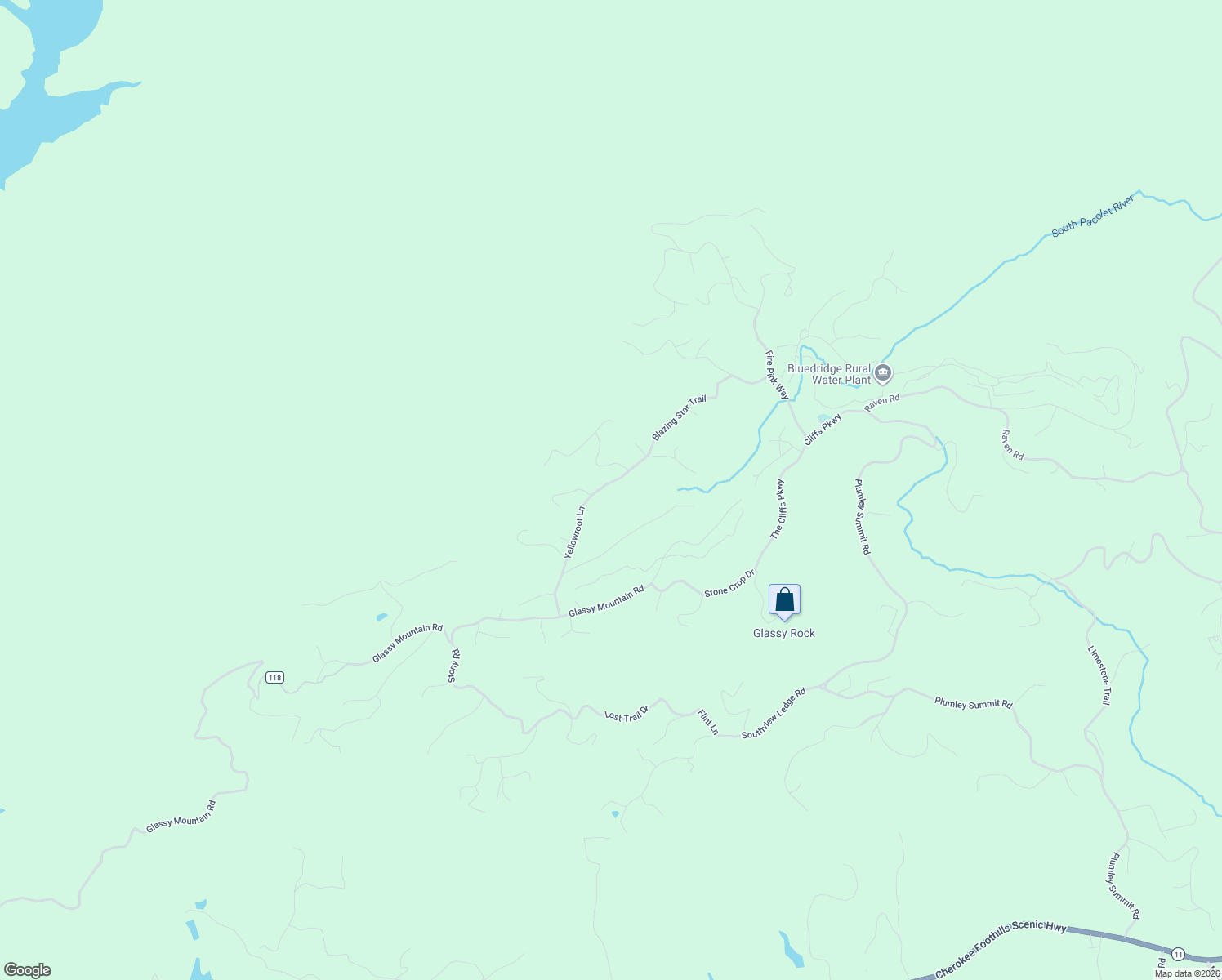 map of restaurants, bars, coffee shops, grocery stores, and more near 304 Yellowroot Lane in Landrum