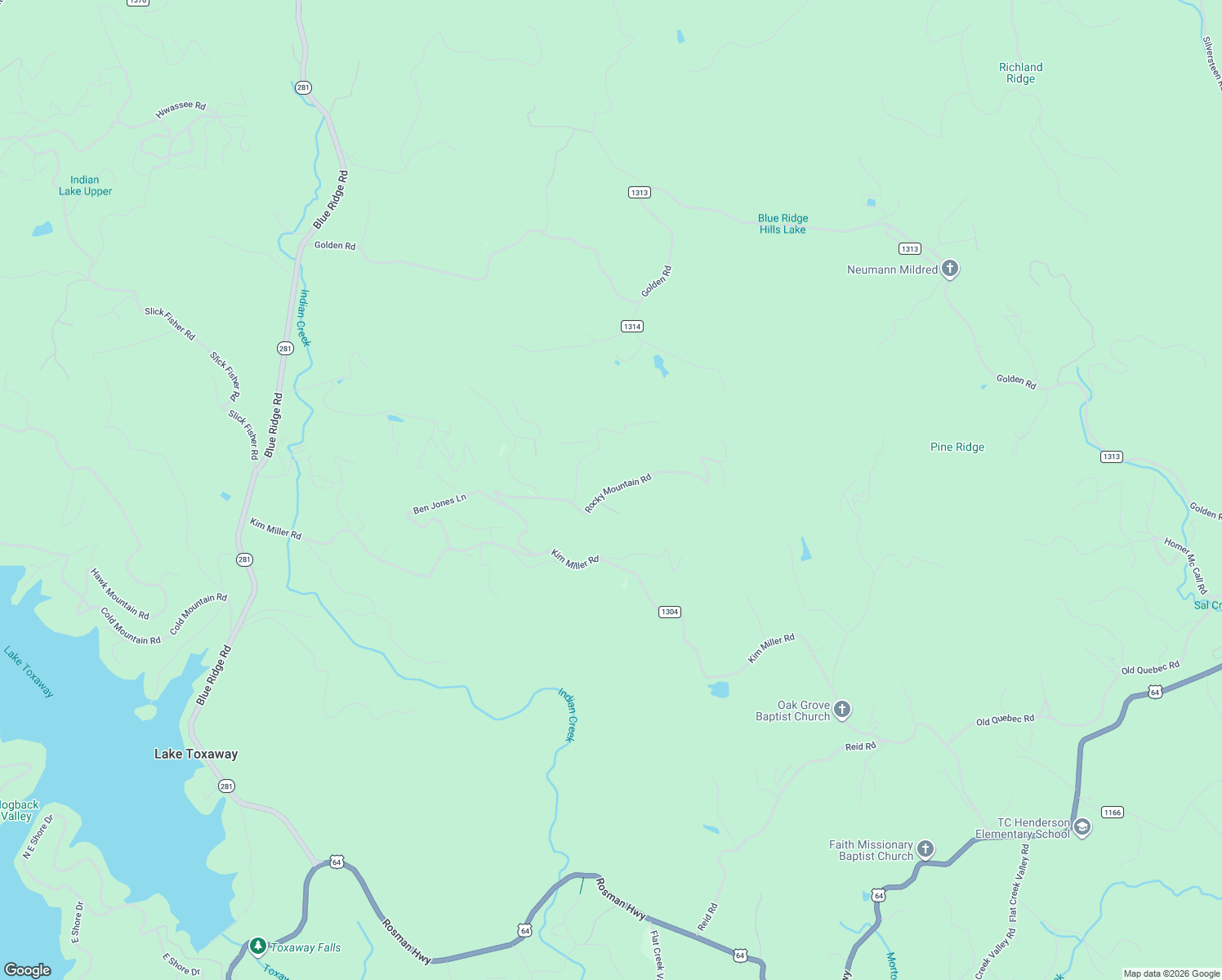 map of restaurants, bars, coffee shops, grocery stores, and more near Rocky Mountain Road in Transylvania County