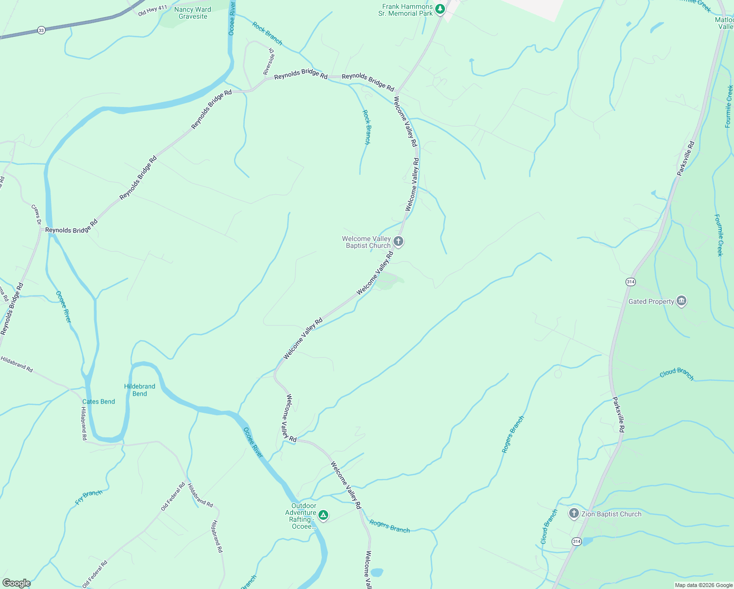 map of restaurants, bars, coffee shops, grocery stores, and more near 1262 Welcome Valley Road in Benton
