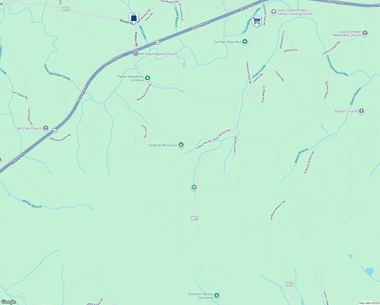 map of restaurants, bars, coffee shops, grocery stores, and more near 290 Turkey Pen Road in Franklin