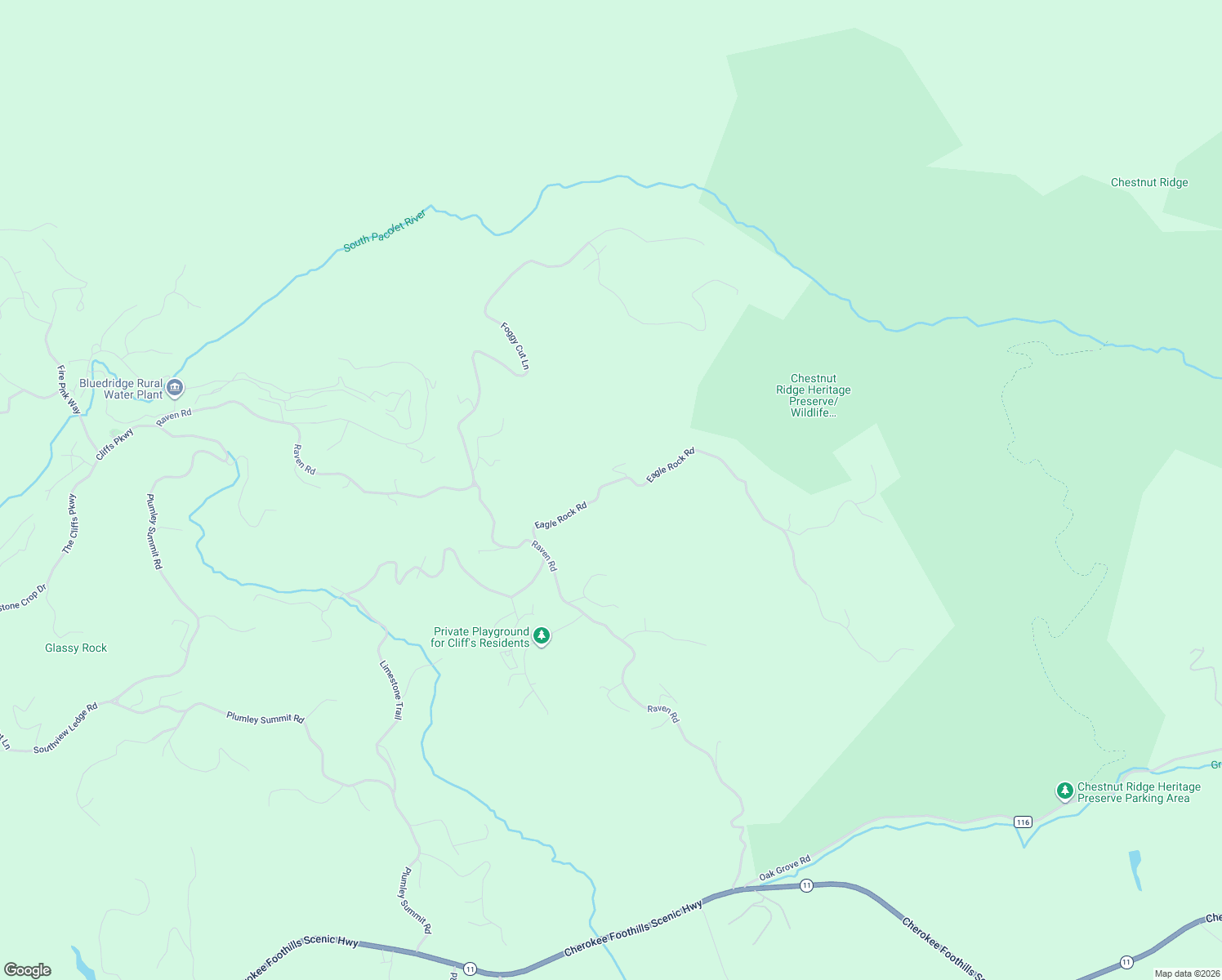 map of restaurants, bars, coffee shops, grocery stores, and more near 30 Eagle Rock Road in Landrum