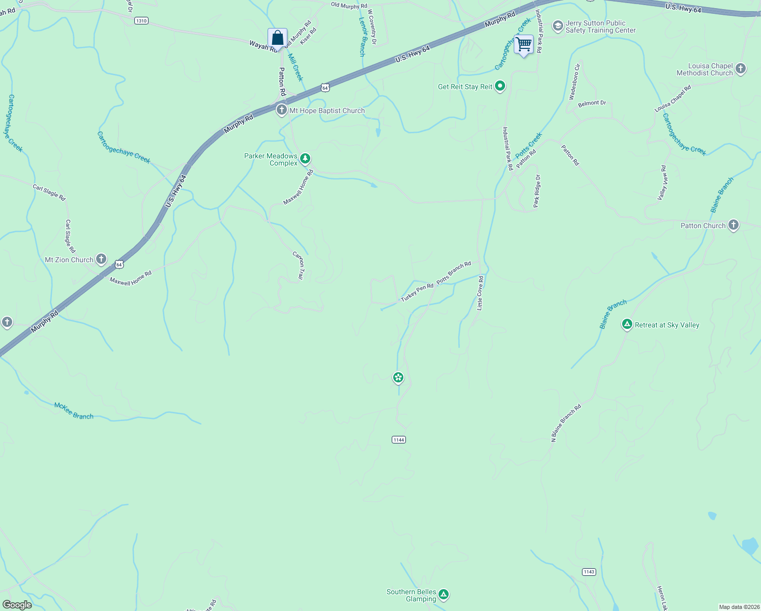 map of restaurants, bars, coffee shops, grocery stores, and more near 290 Turkey Pen Road in Franklin