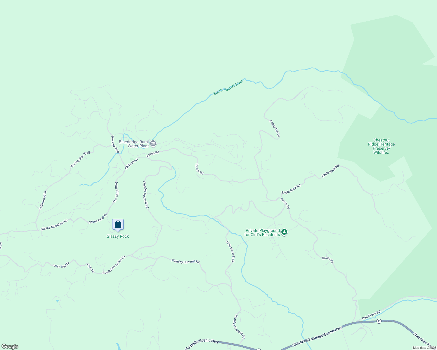 map of restaurants, bars, coffee shops, grocery stores, and more near 143 Raven Road in Landrum