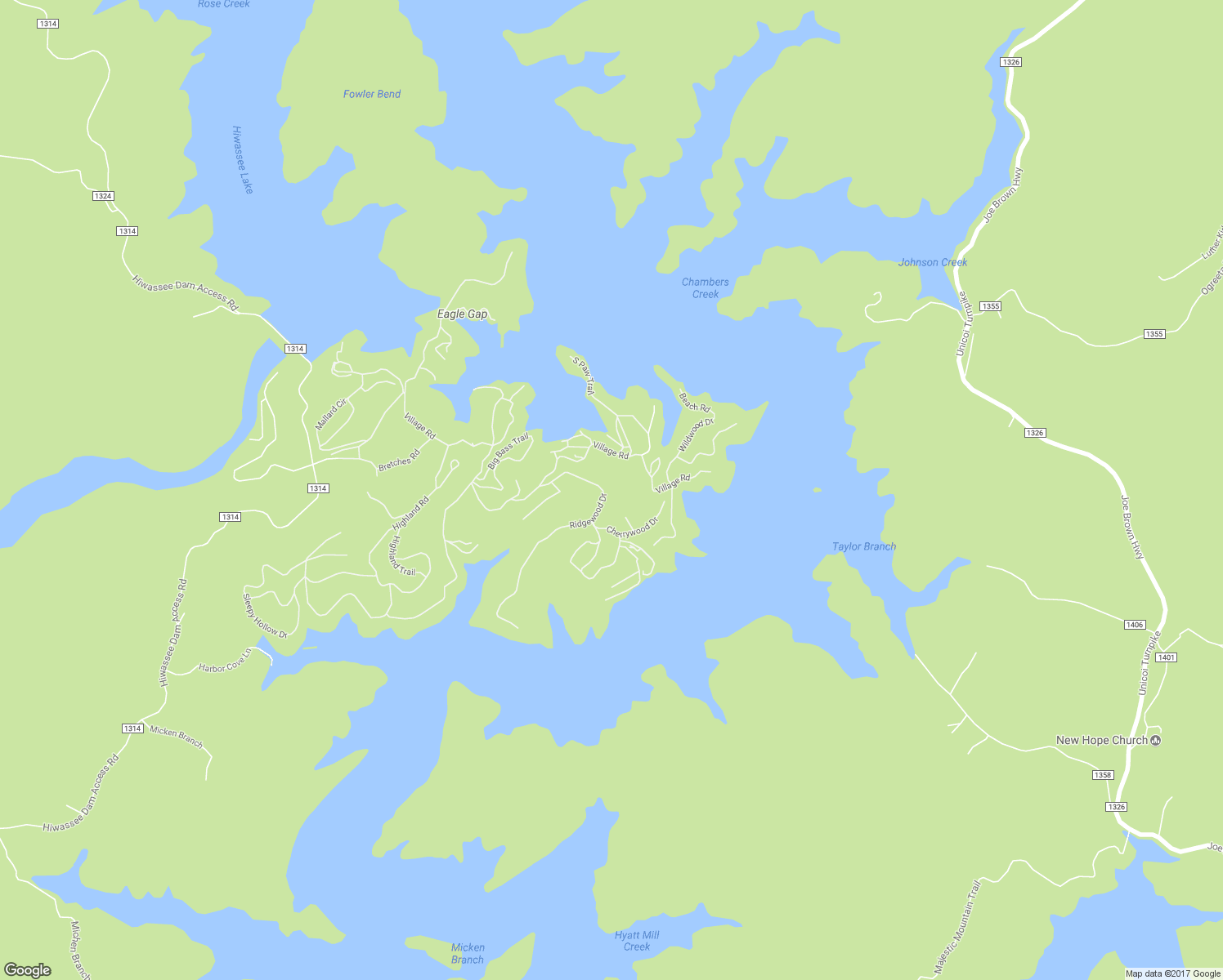 map of restaurants, bars, coffee shops, grocery stores, and more near 20 Ridgewood Trail in Murphy