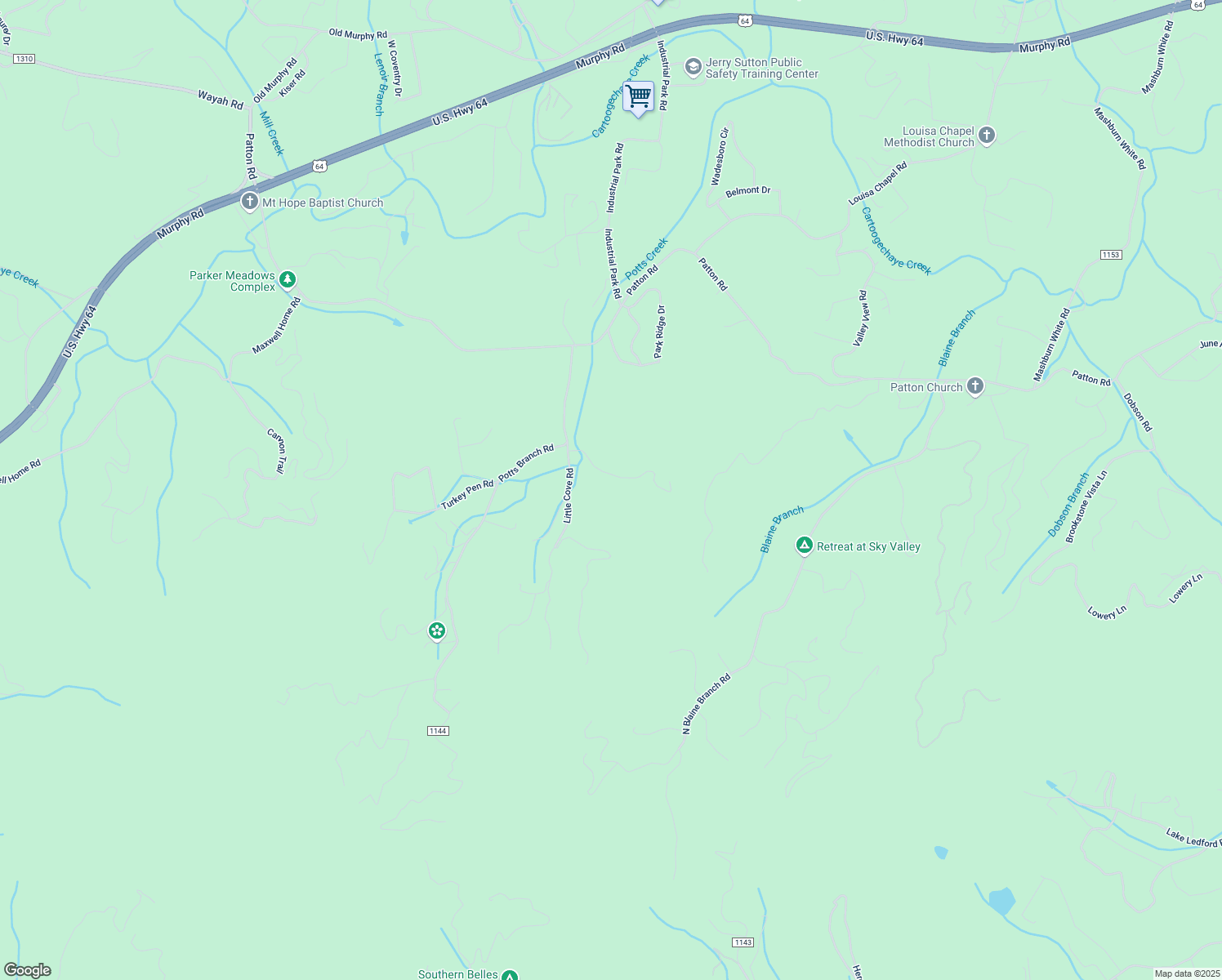 map of restaurants, bars, coffee shops, grocery stores, and more near 171 Kimsey Lane in Franklin
