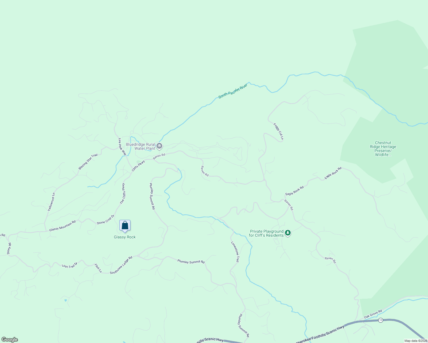 map of restaurants, bars, coffee shops, grocery stores, and more near 15 Day Lily Road in Landrum