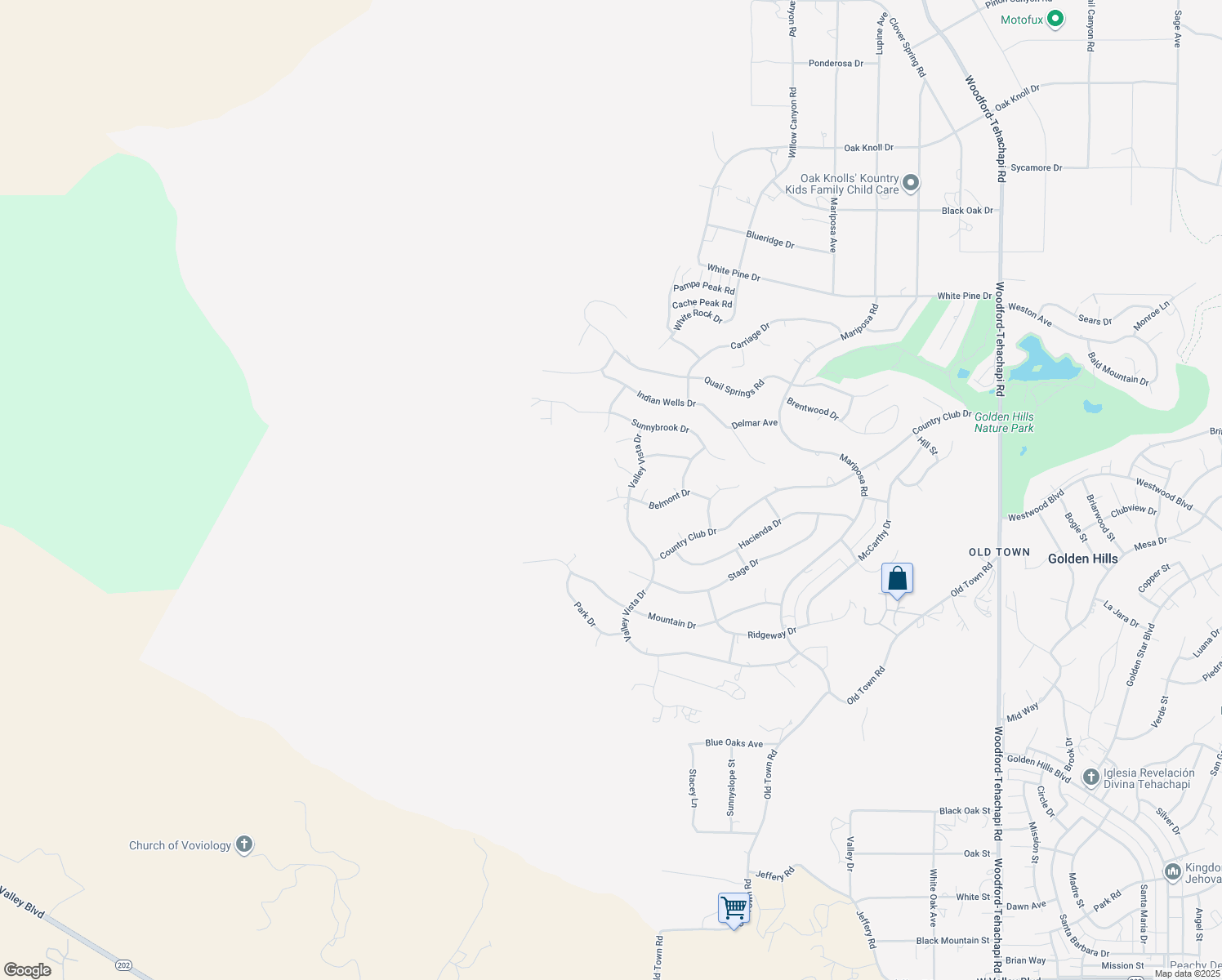 map of restaurants, bars, coffee shops, grocery stores, and more near 21609 Belmont Drive in Tehachapi