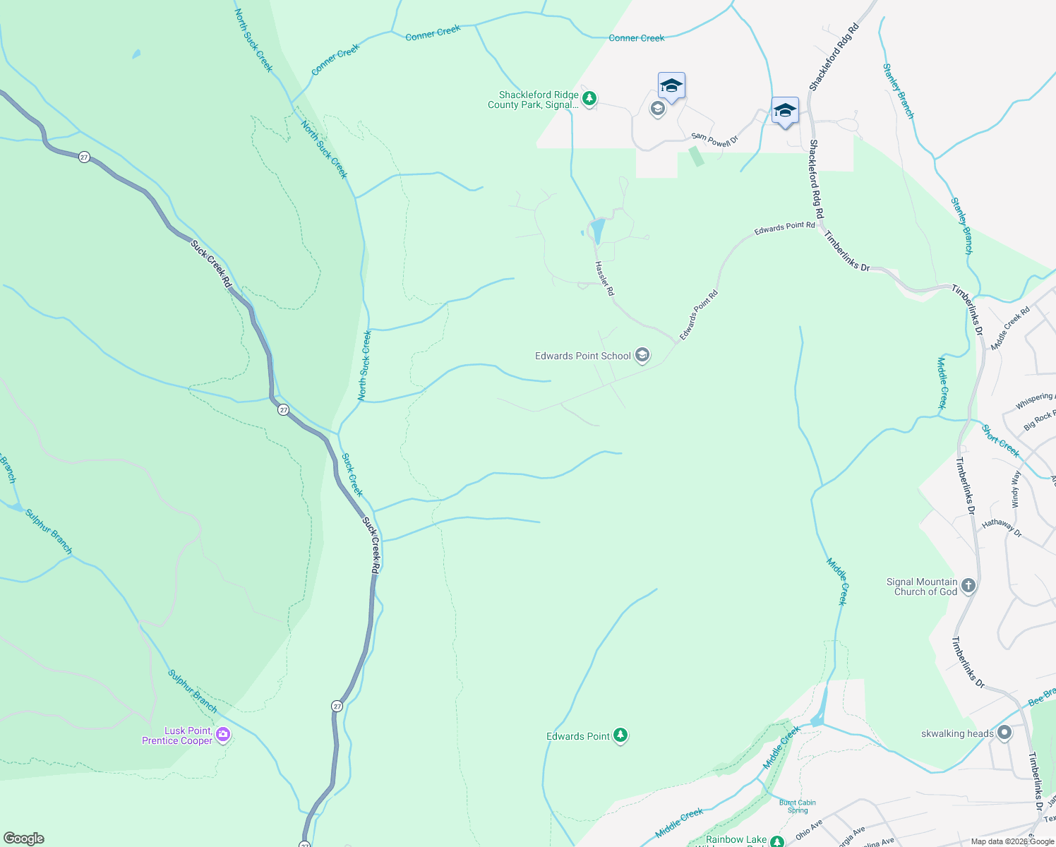 map of restaurants, bars, coffee shops, grocery stores, and more near 3008 Edwards Point Road in Signal Mountain