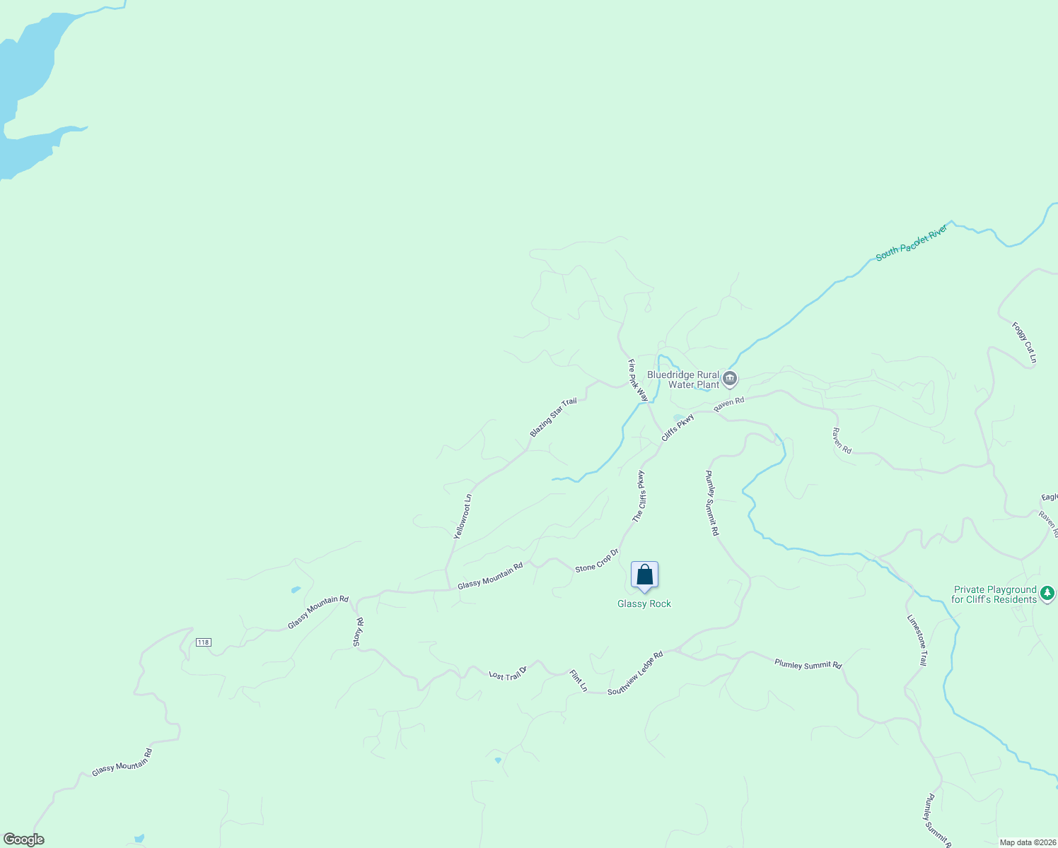 map of restaurants, bars, coffee shops, grocery stores, and more near 120 Blazing Star Trail in Landrum