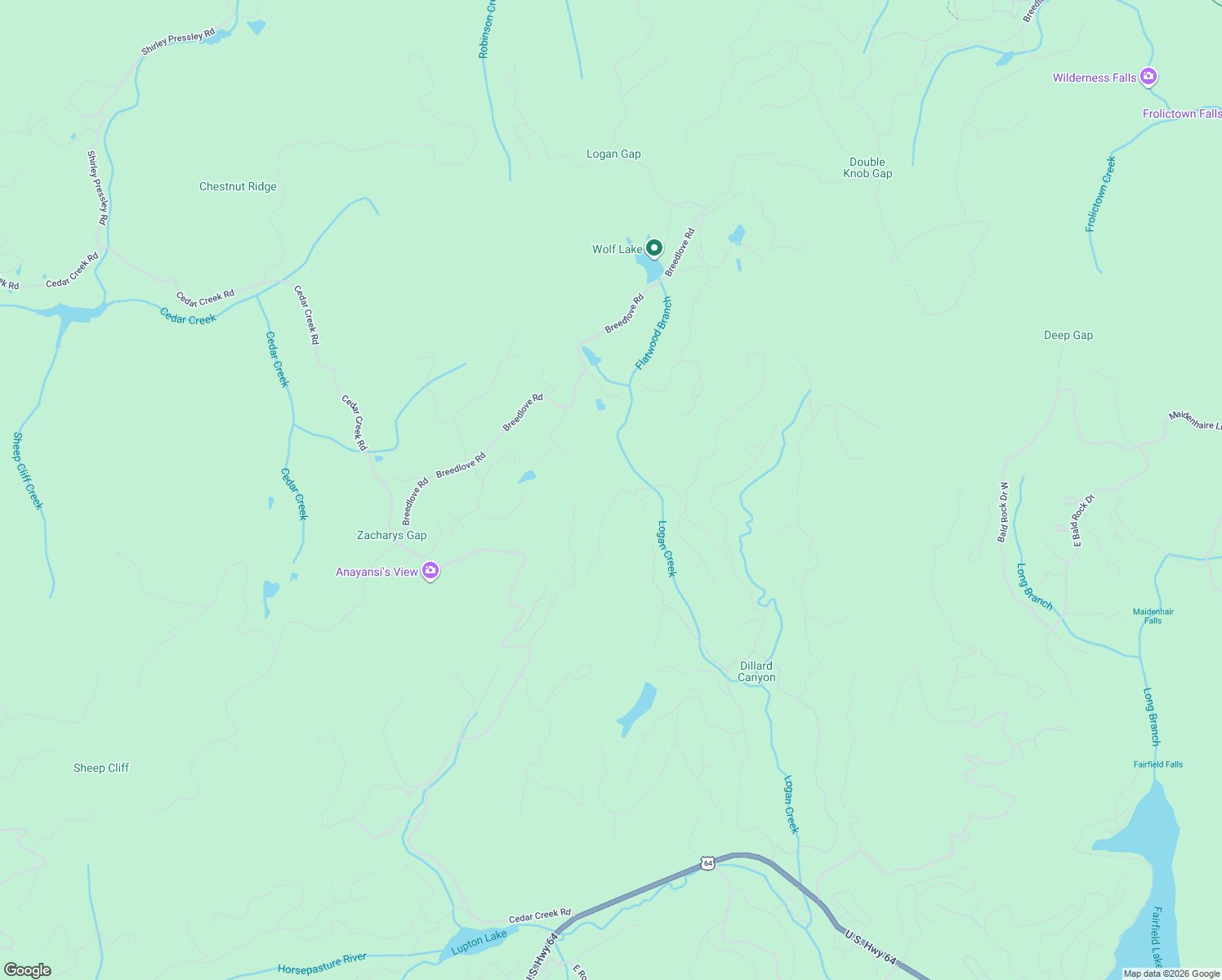 map of restaurants, bars, coffee shops, grocery stores, and more near D Cedar Creek Road in Glenville
