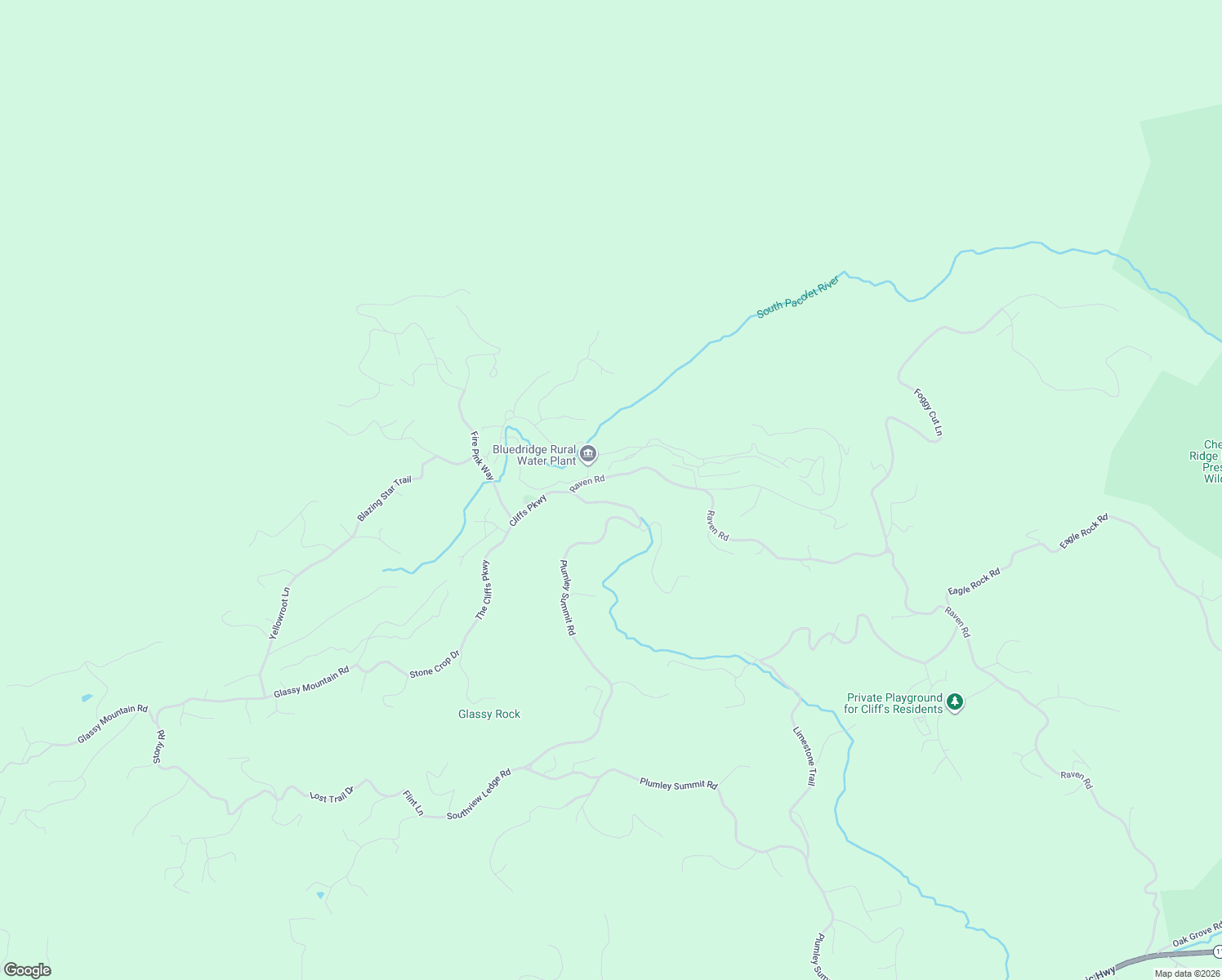 map of restaurants, bars, coffee shops, grocery stores, and more near 8 Raven Road in Landrum