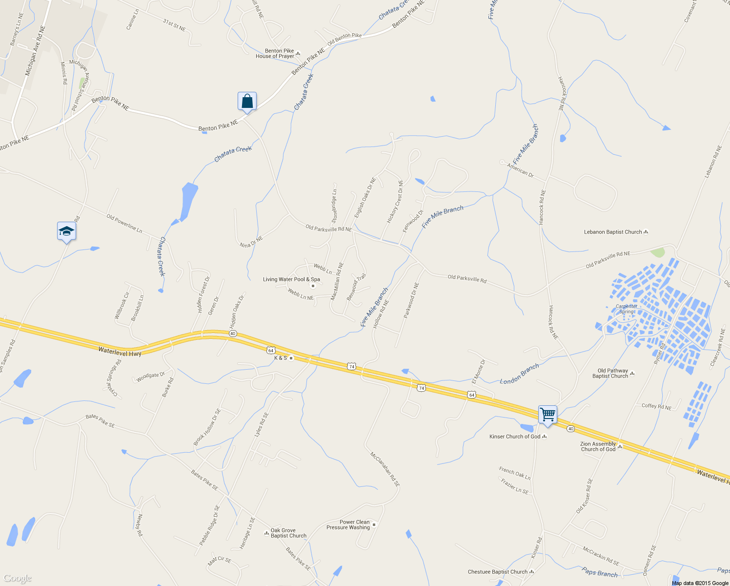 map of restaurants, bars, coffee shops, grocery stores, and more near 130 Blair's Bend in Cleveland