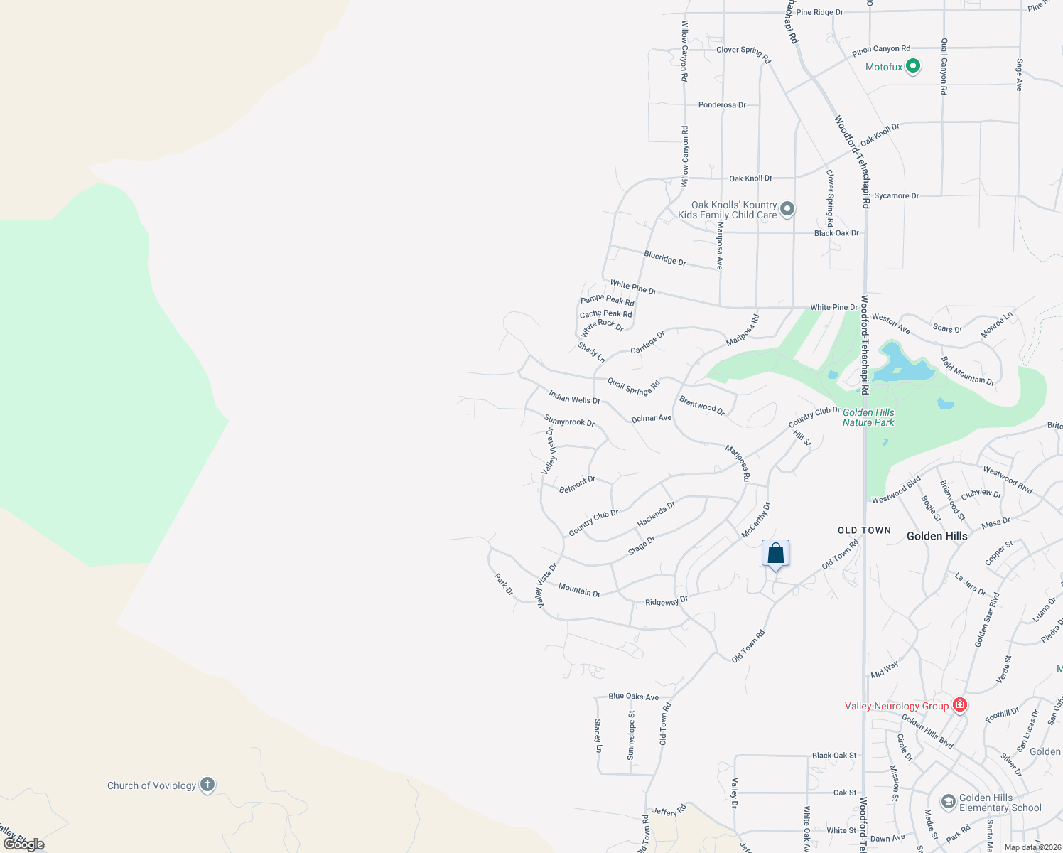 map of restaurants, bars, coffee shops, grocery stores, and more near 22608 Paddock Street in Tehachapi