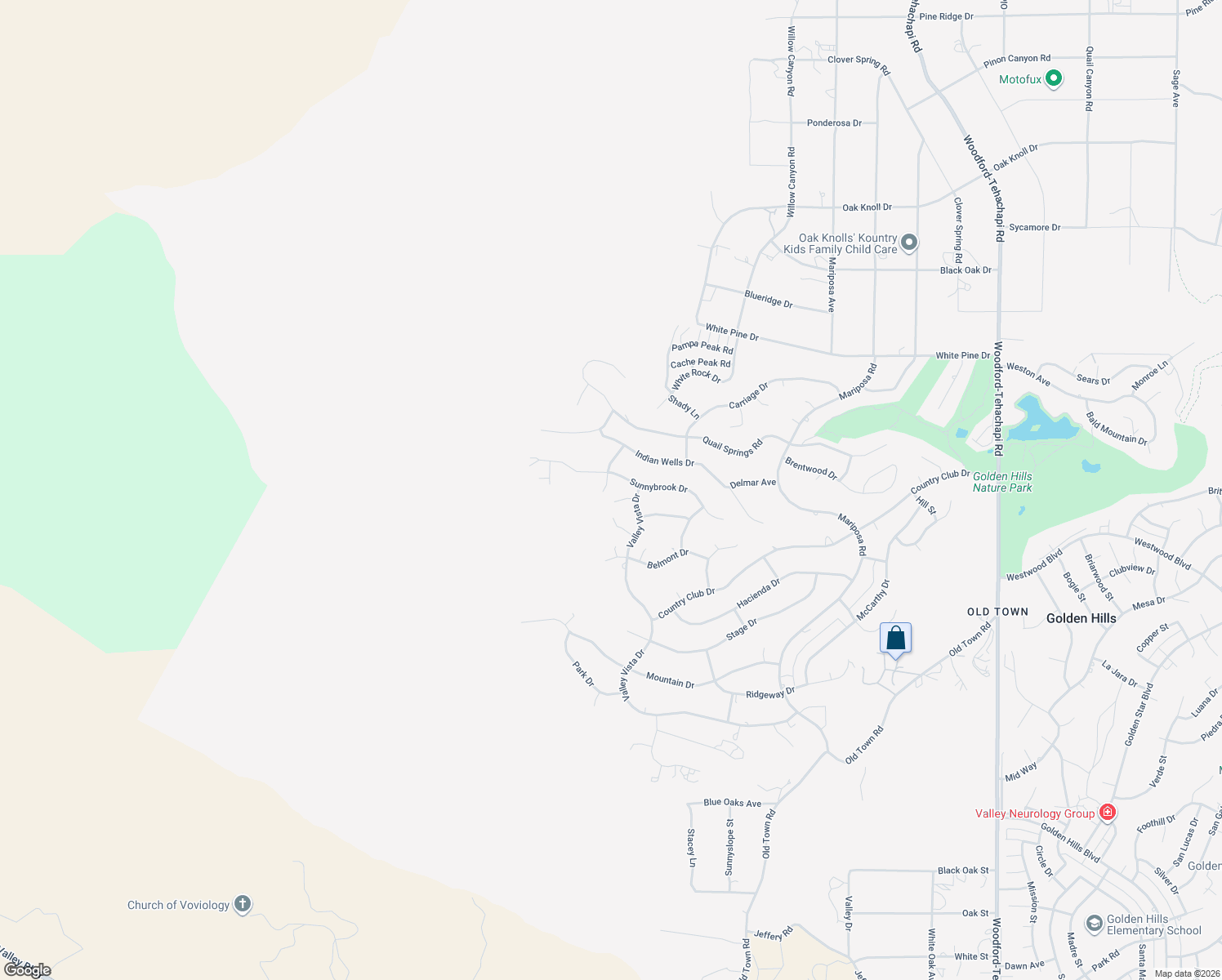 map of restaurants, bars, coffee shops, grocery stores, and more near 22608 Paddock Street in Tehachapi
