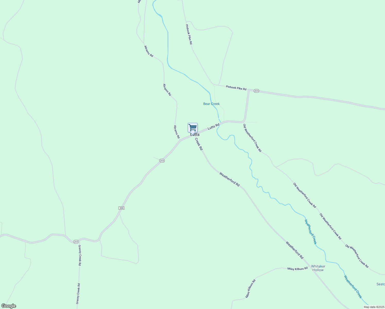 map of restaurants, bars, coffee shops, grocery stores, and more near 1020 Weatherford Creek Road in Lutts