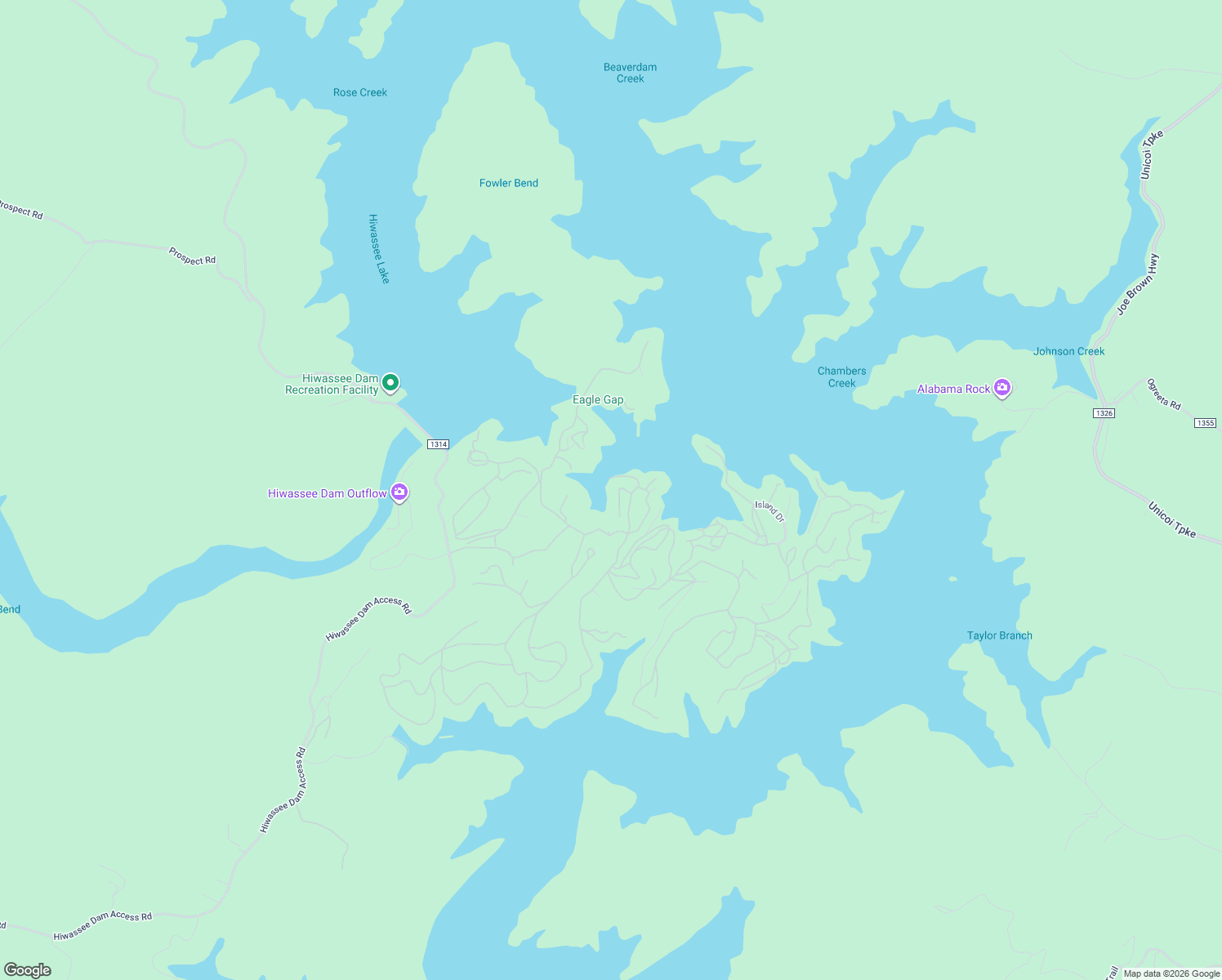map of restaurants, bars, coffee shops, grocery stores, and more near 46 Cherokee Drive in Murphy