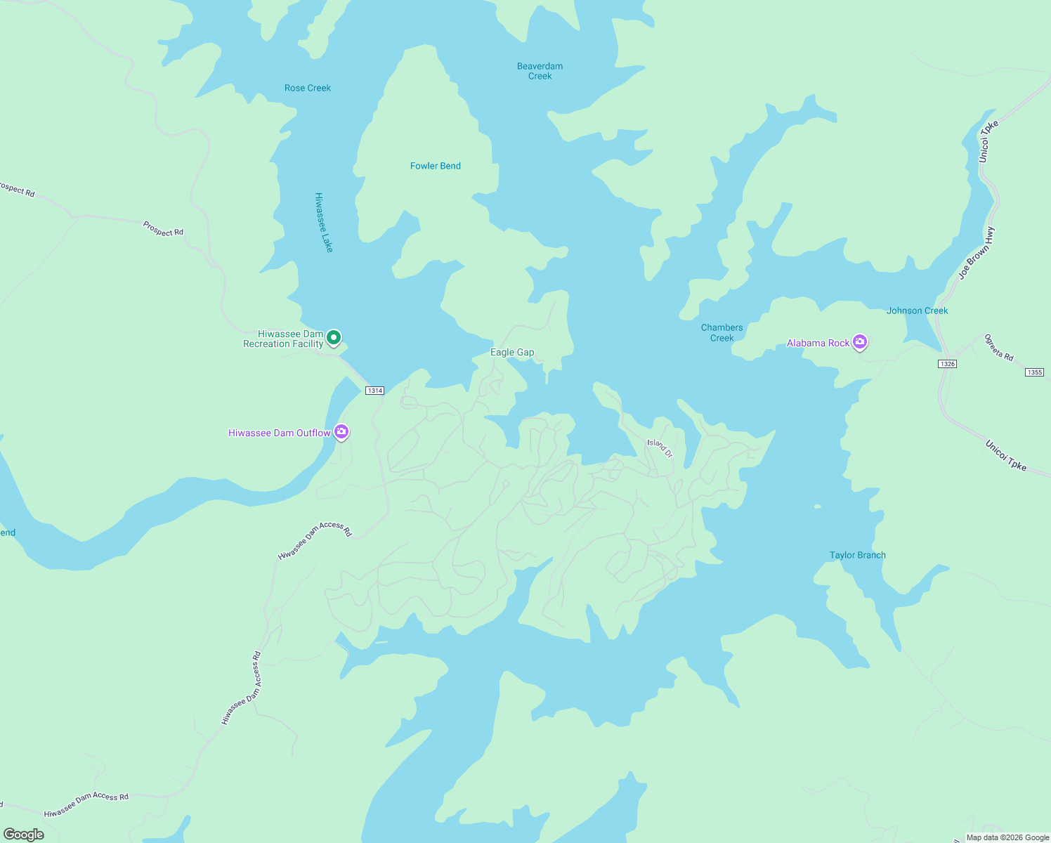 map of restaurants, bars, coffee shops, grocery stores, and more near 46 Cherokee Drive in Murphy