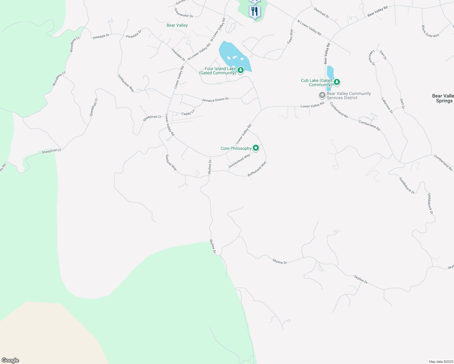 map of restaurants, bars, coffee shops, grocery stores, and more near 29760 Butterfield Way in Tehachapi