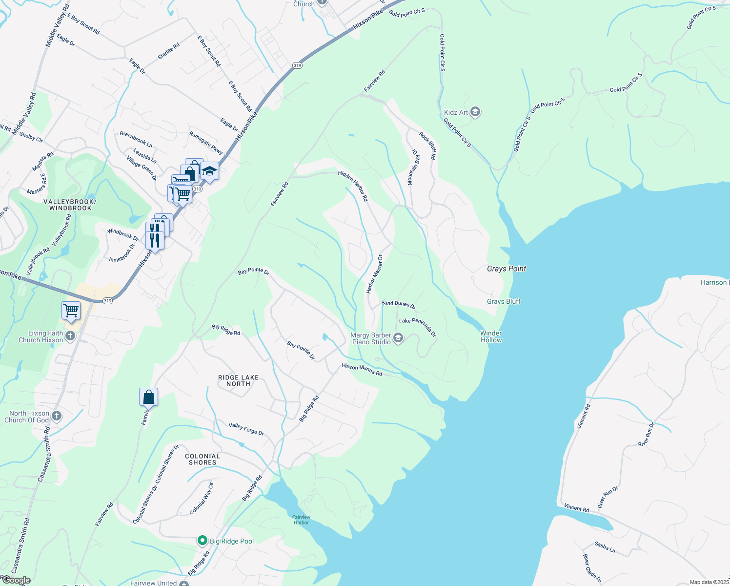 map of restaurants, bars, coffee shops, grocery stores, and more near 6431 Harbor Master Drive in Hamilton County