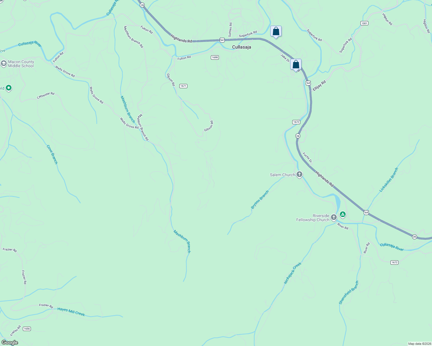 map of restaurants, bars, coffee shops, grocery stores, and more near Shady Brook Road in Franklin