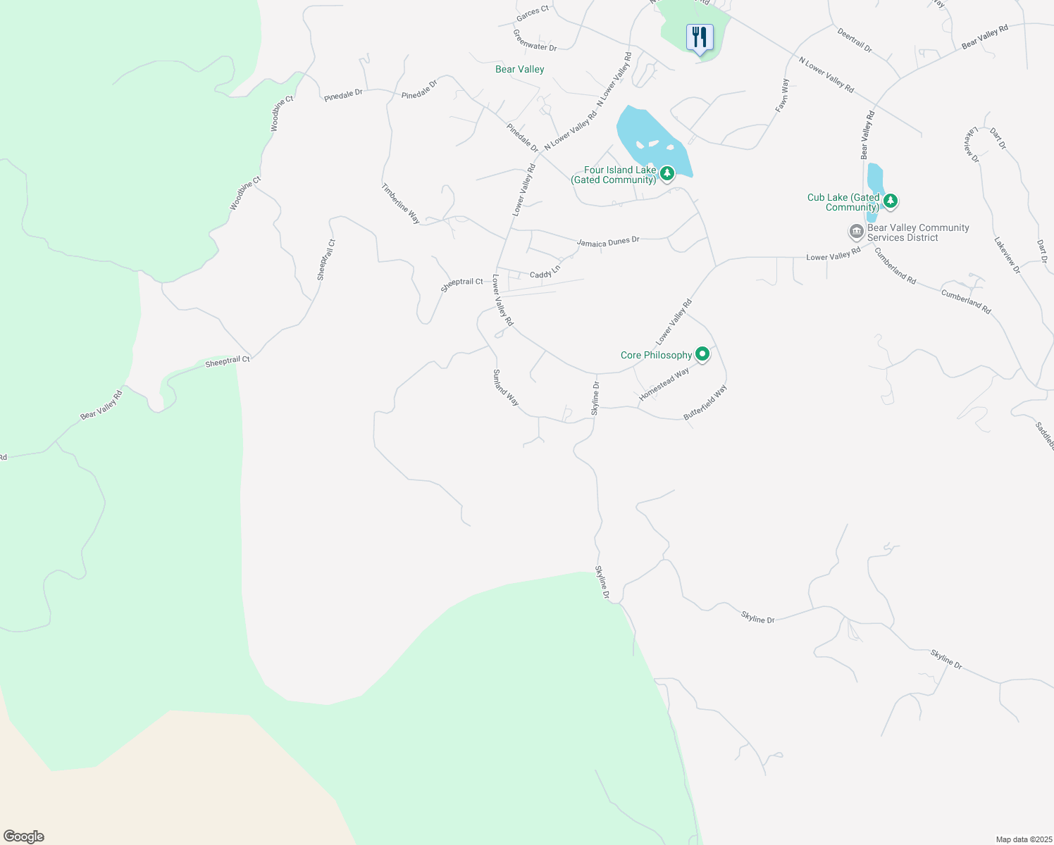 map of restaurants, bars, coffee shops, grocery stores, and more near 30100 Sunland Way in Tehachapi