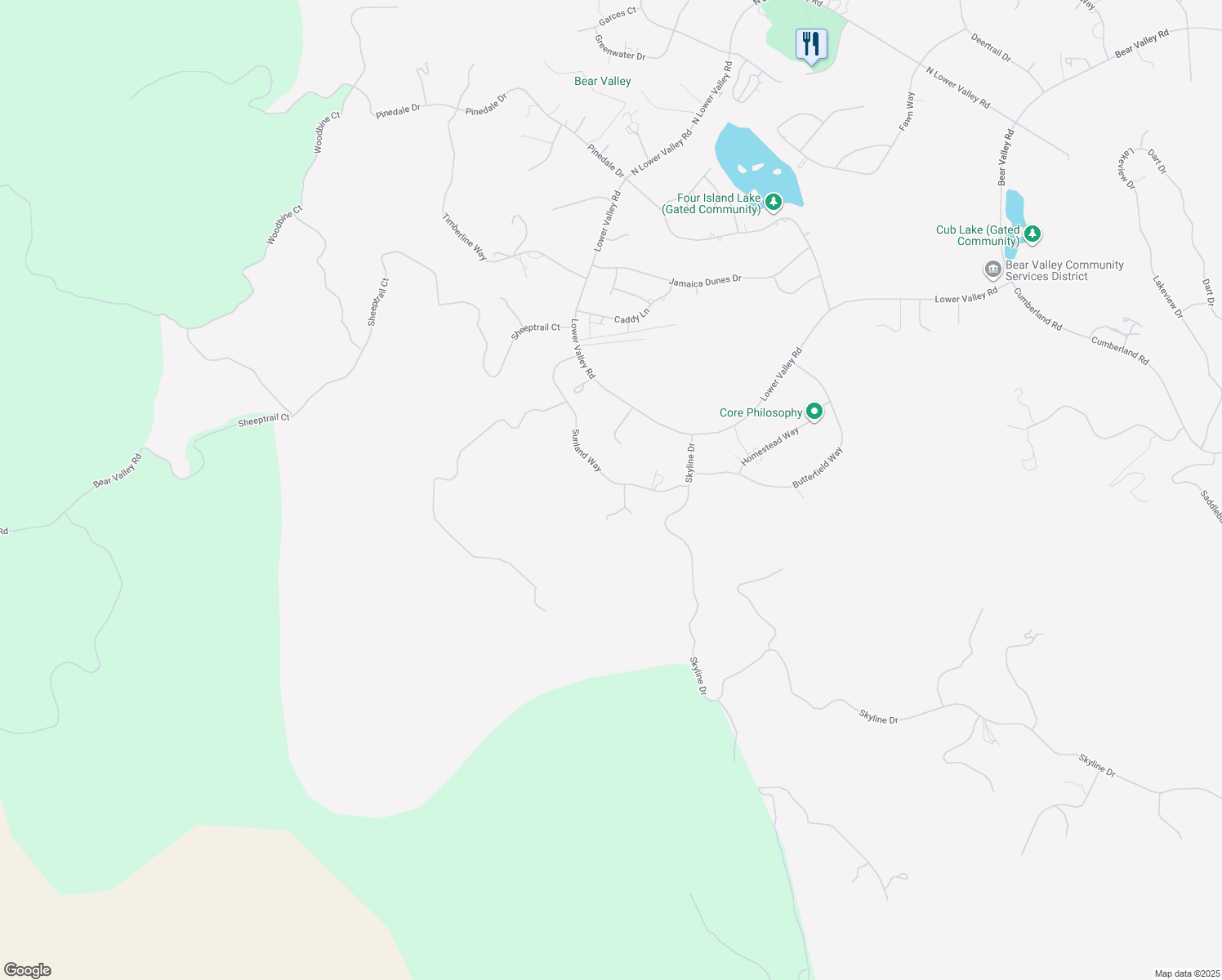 map of restaurants, bars, coffee shops, grocery stores, and more near 30100 Sunland Way in Tehachapi