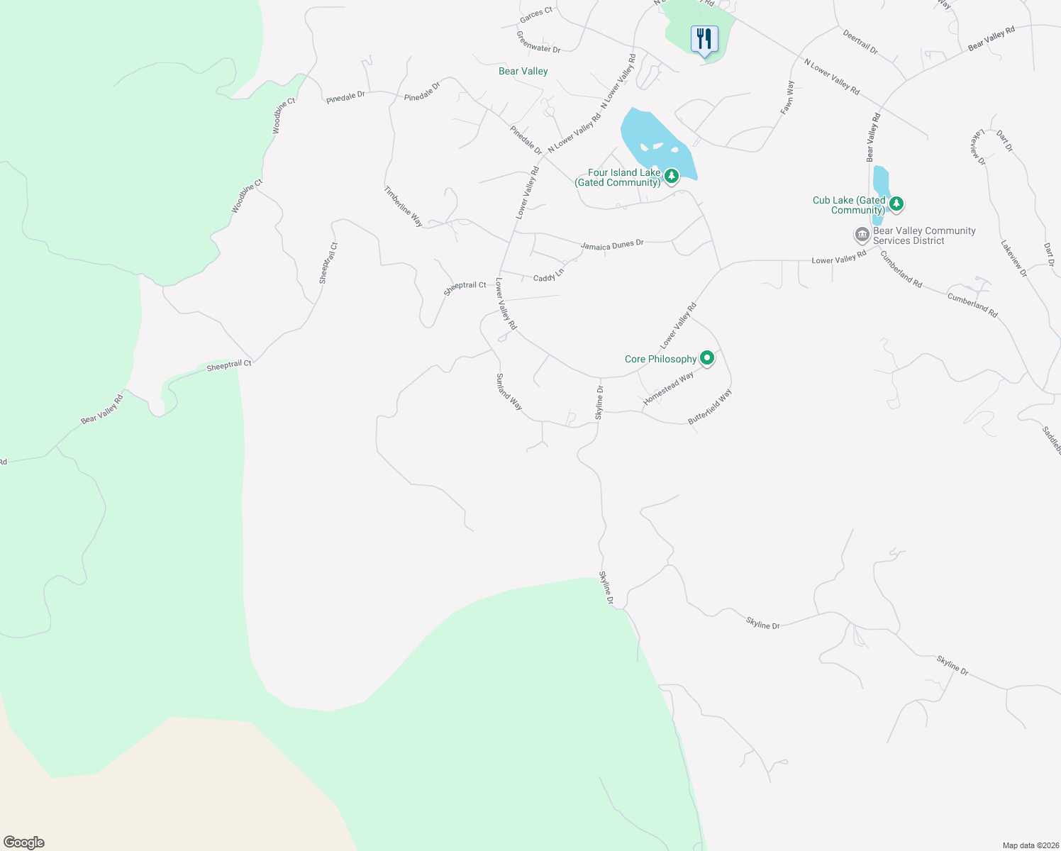 map of restaurants, bars, coffee shops, grocery stores, and more near 30100 Sunland Way in Tehachapi