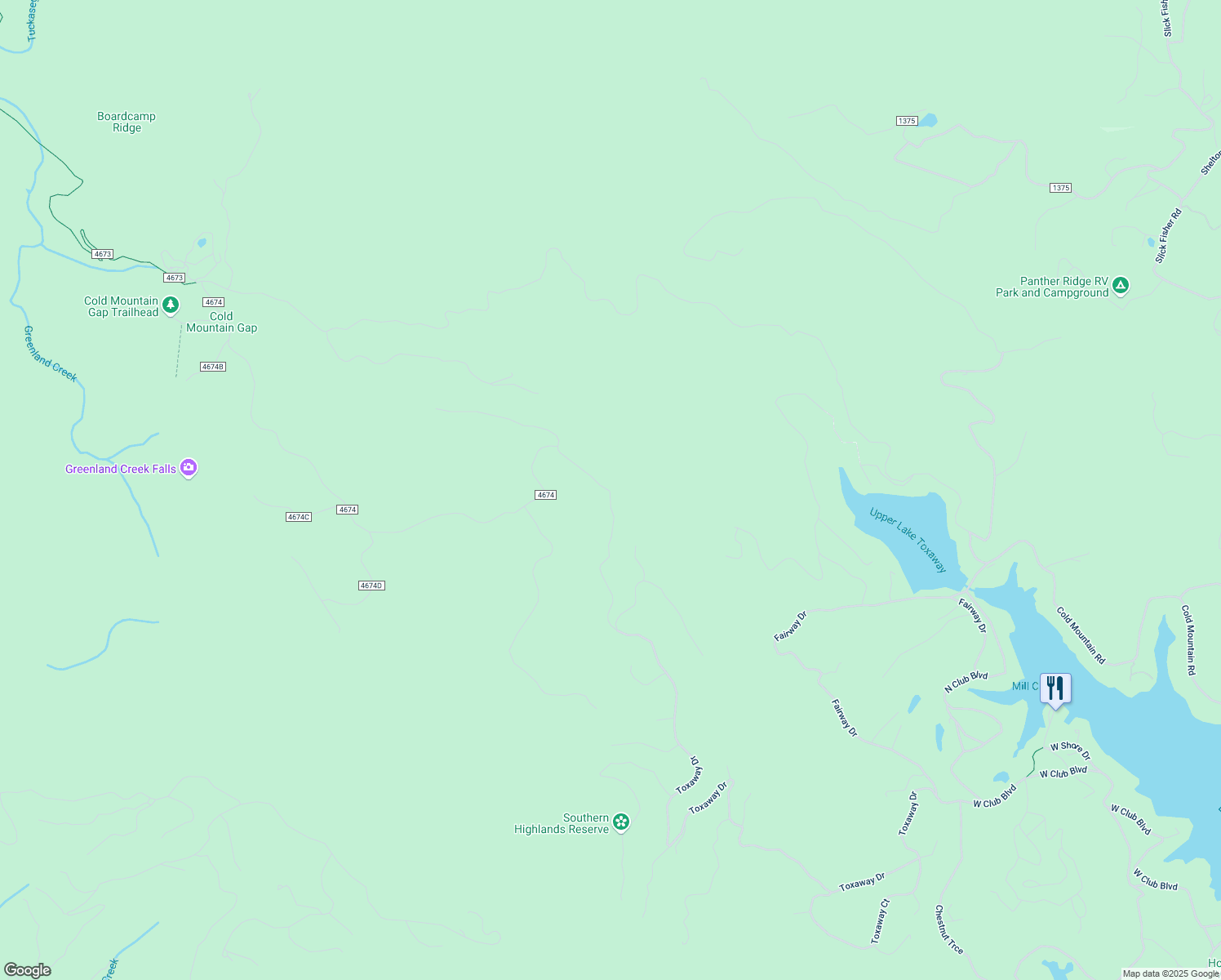 map of restaurants, bars, coffee shops, grocery stores, and more near 466 Meadow Ridge Road in Lake Toxaway