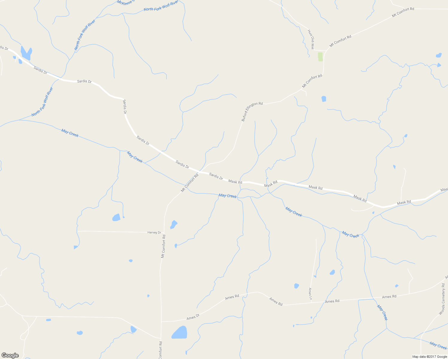 map of restaurants, bars, coffee shops, grocery stores, and more near Sardis Drive in Hickory Valley