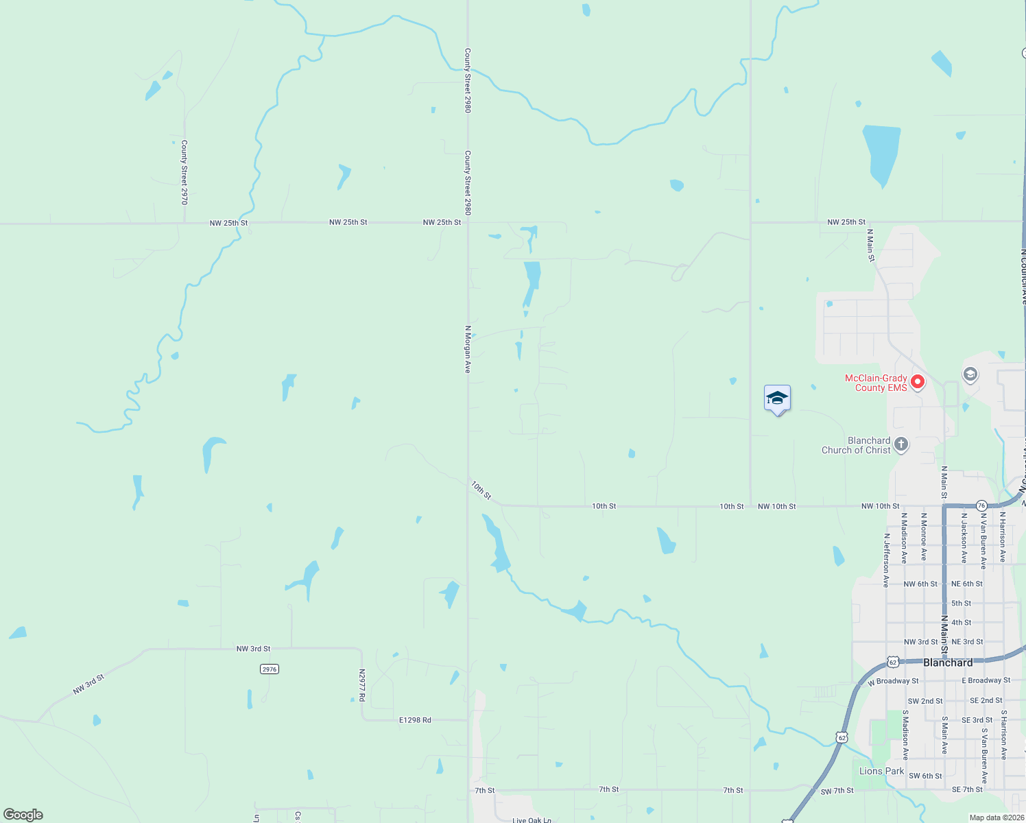 map of restaurants, bars, coffee shops, grocery stores, and more near 1531 Silver Stone Rd in Blanchard