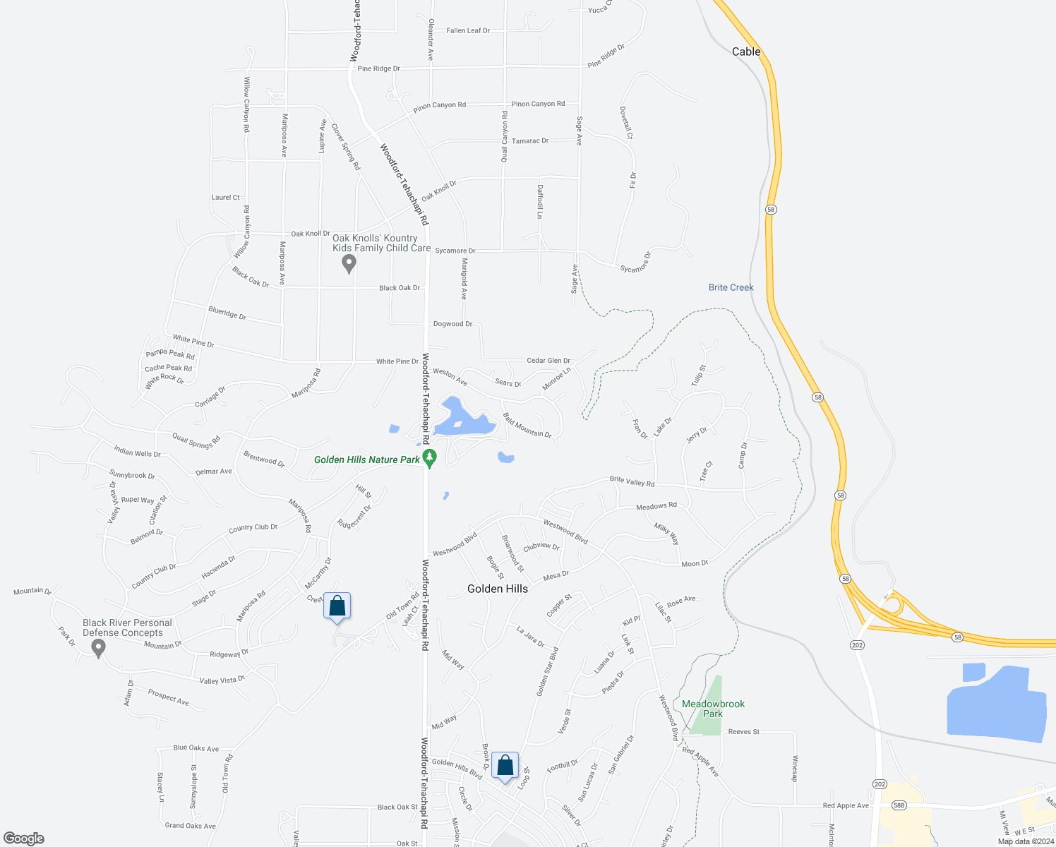 map of restaurants, bars, coffee shops, grocery stores, and more near 20117 Bald Mountain Drive in Tehachapi