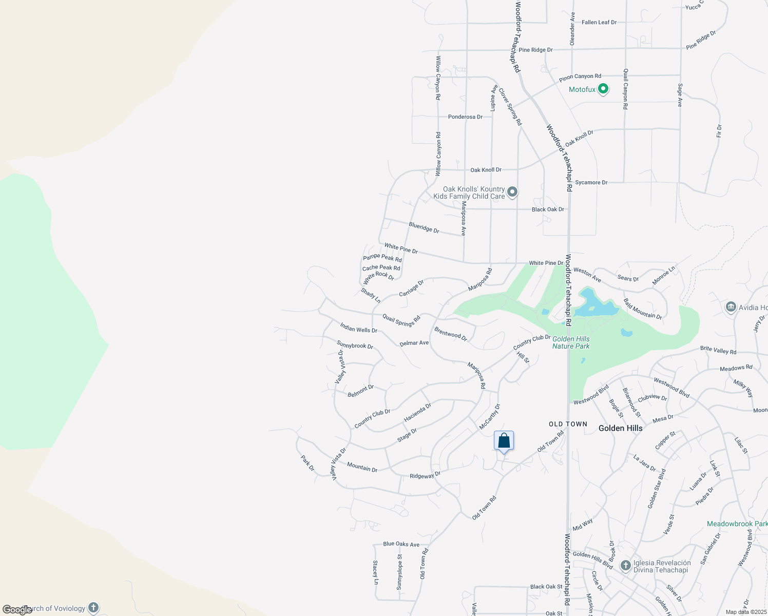 map of restaurants, bars, coffee shops, grocery stores, and more near 21412 Carriage Drive in Tehachapi