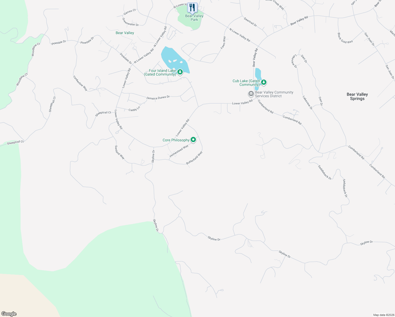 map of restaurants, bars, coffee shops, grocery stores, and more near 29620 Butterfield Way in Tehachapi