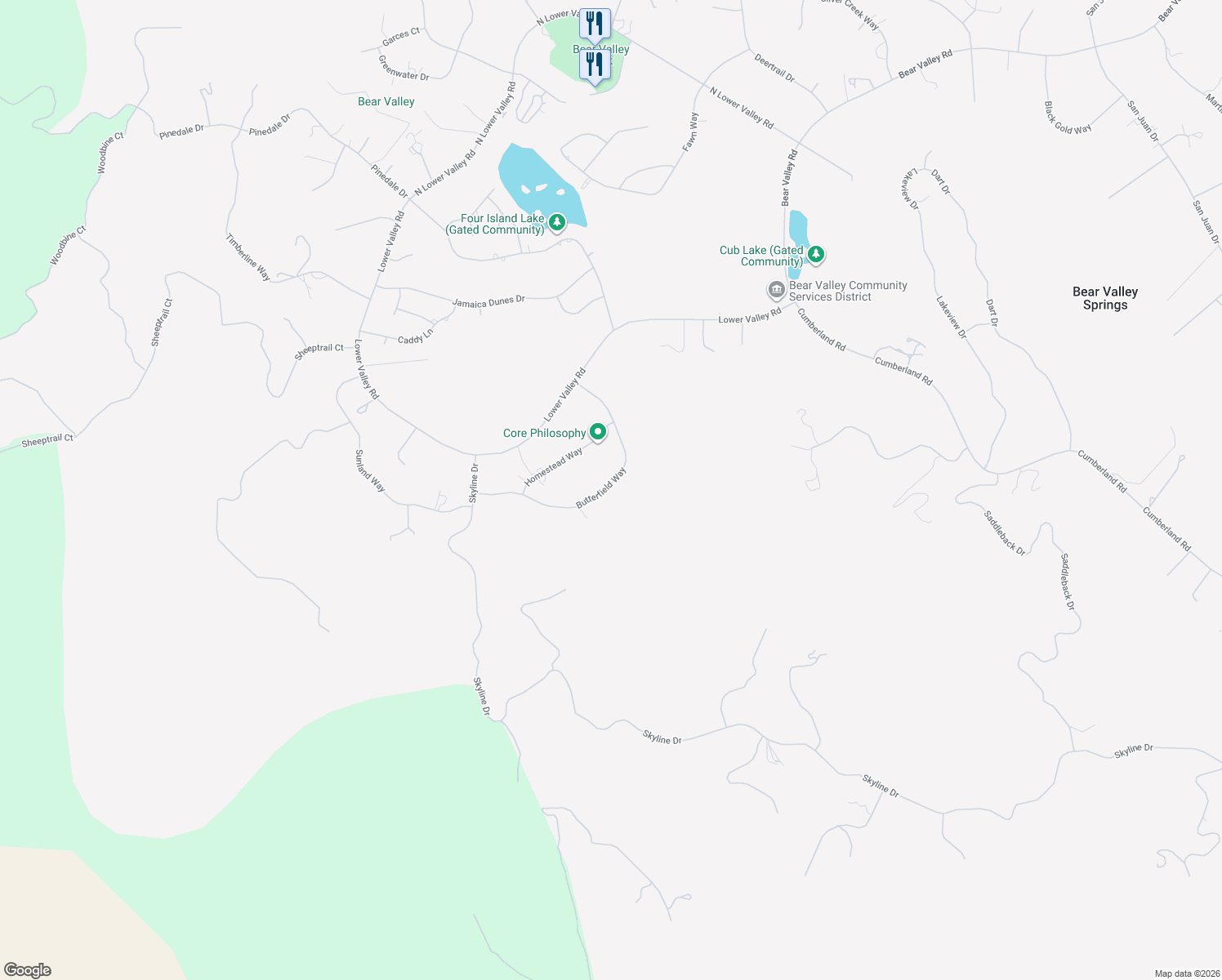 map of restaurants, bars, coffee shops, grocery stores, and more near 29620 Butterfield Way in Tehachapi
