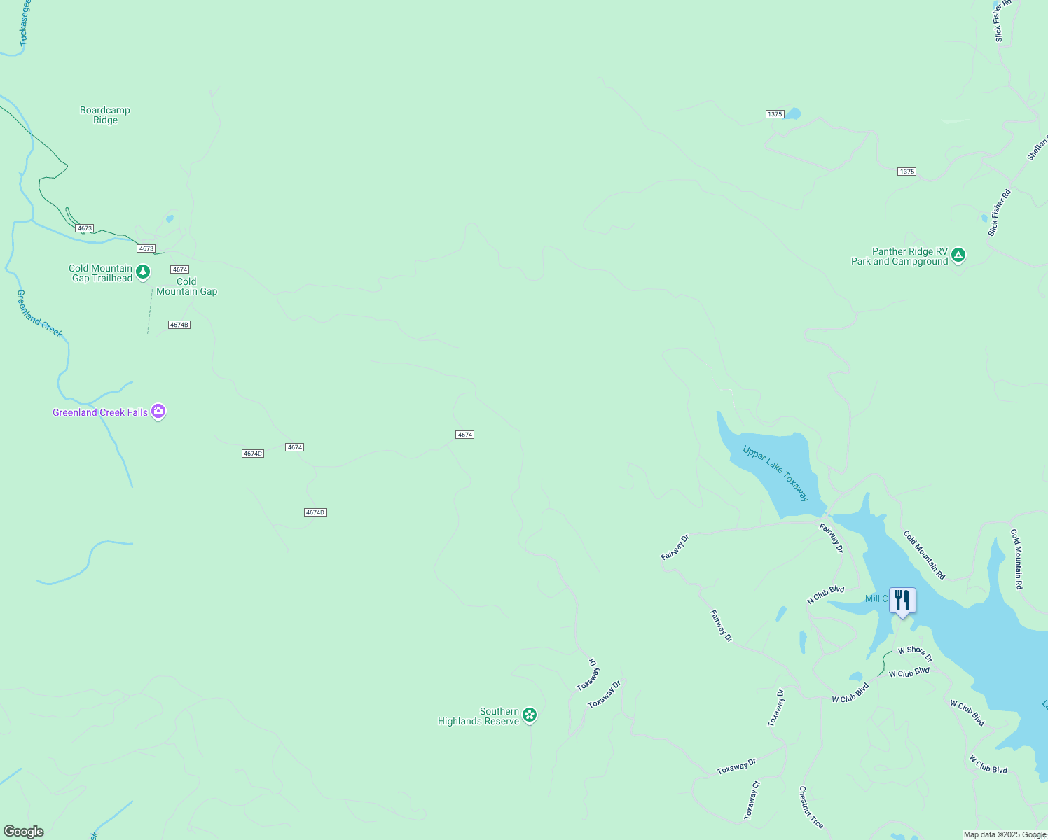 map of restaurants, bars, coffee shops, grocery stores, and more near 466 Meadow Ridge Road in Lake Toxaway