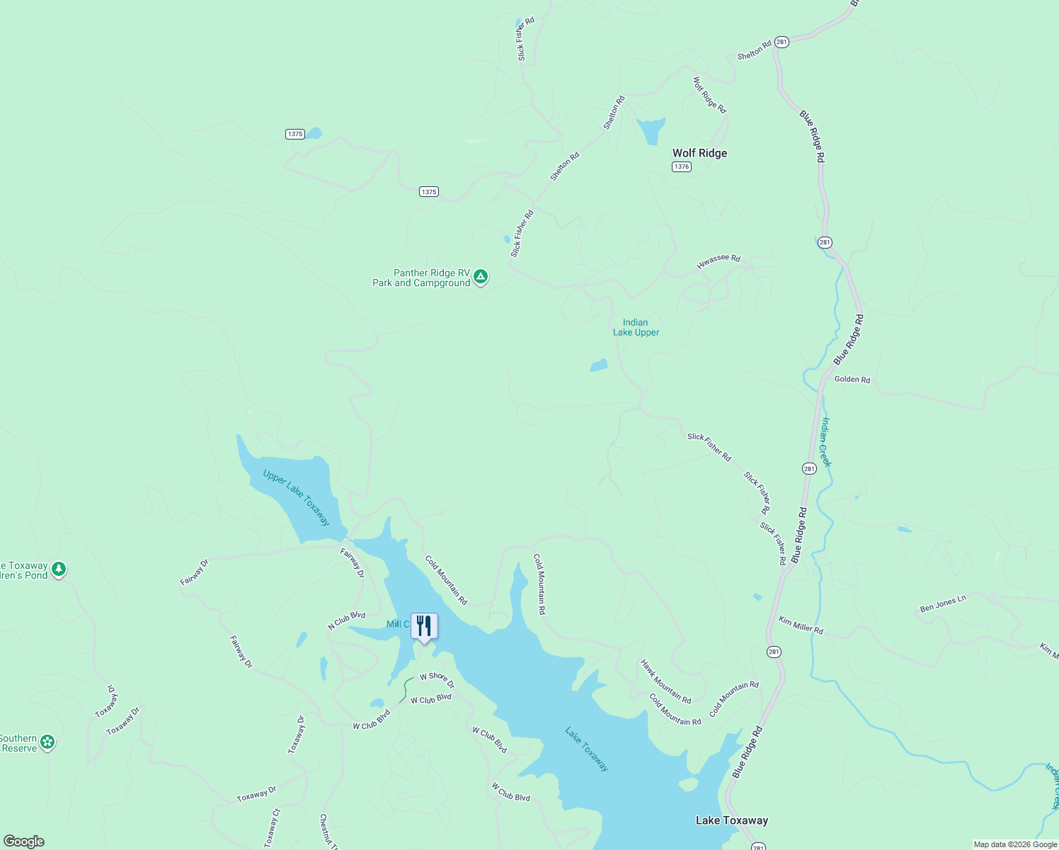 map of restaurants, bars, coffee shops, grocery stores, and more near 491 Little Elbow Mountain Road in Lake Toxaway