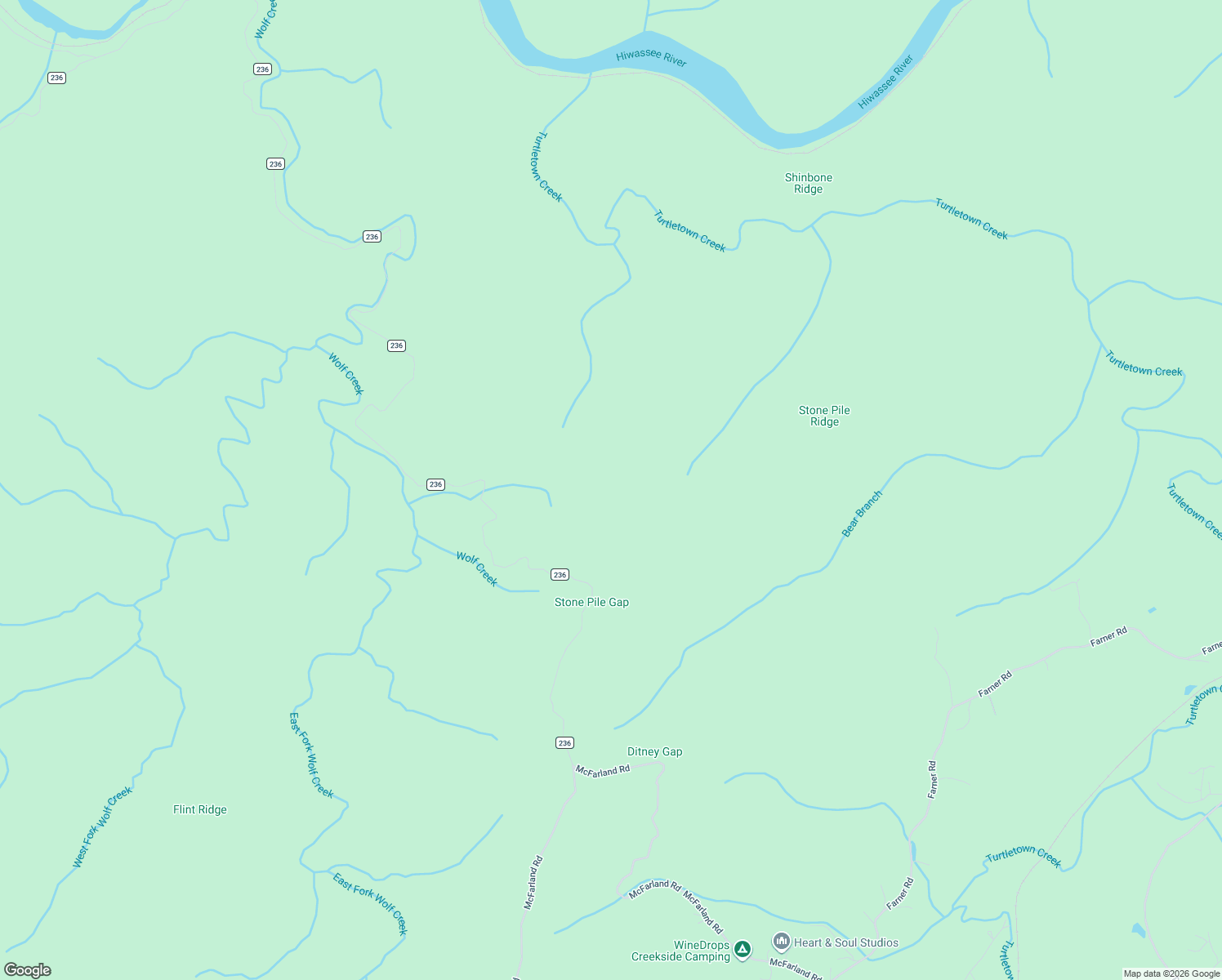 map of restaurants, bars, coffee shops, grocery stores, and more near Forest Road 236 in Turtletown