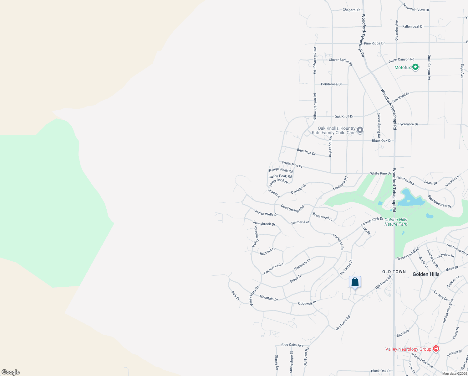 map of restaurants, bars, coffee shops, grocery stores, and more near 21704 Quail Springs Road in Tehachapi